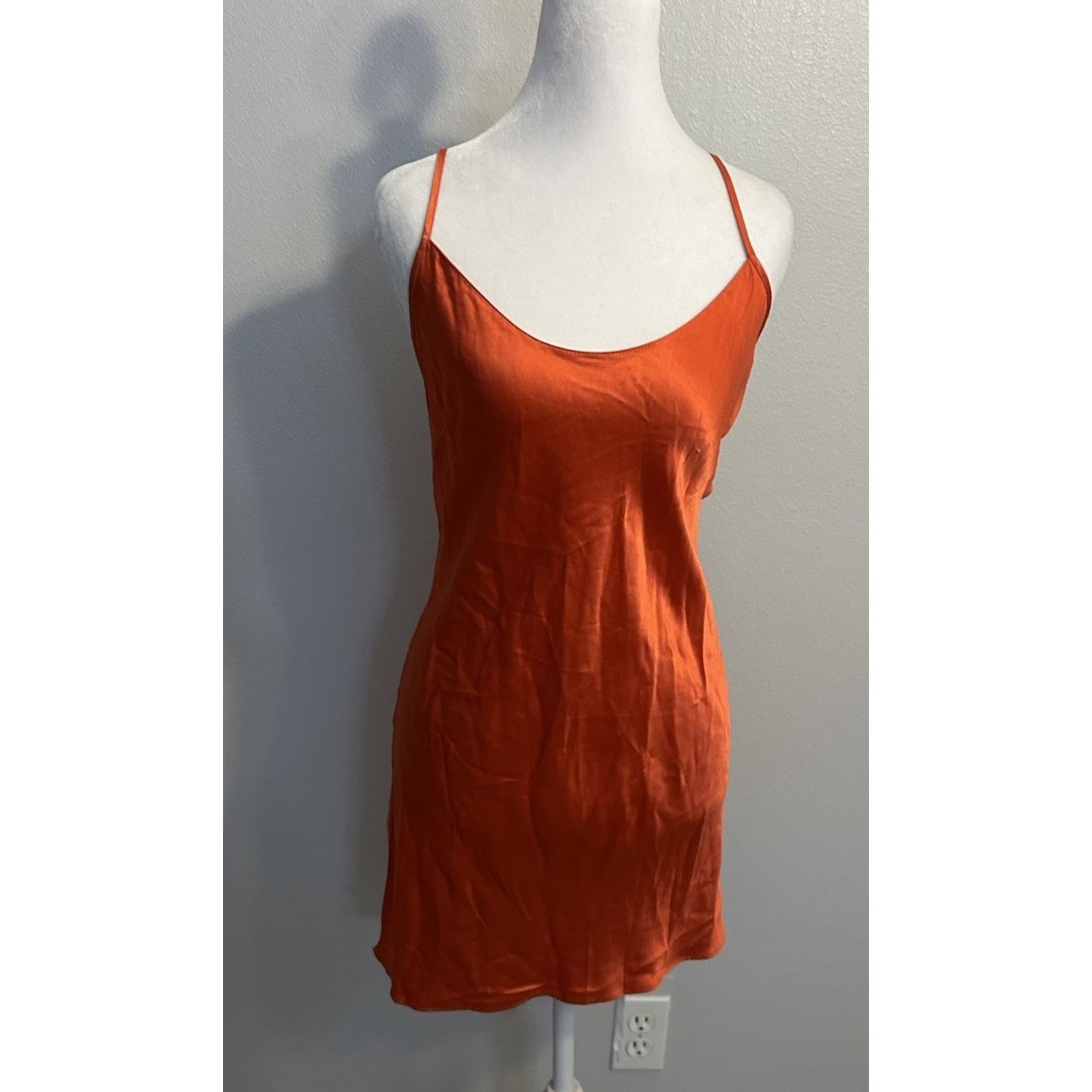 Victoria's Secret Victoria's Secret 100% Silk Slip Dress ORANGE Nightgown L Size ONE SIZE - 13 Thumbnail