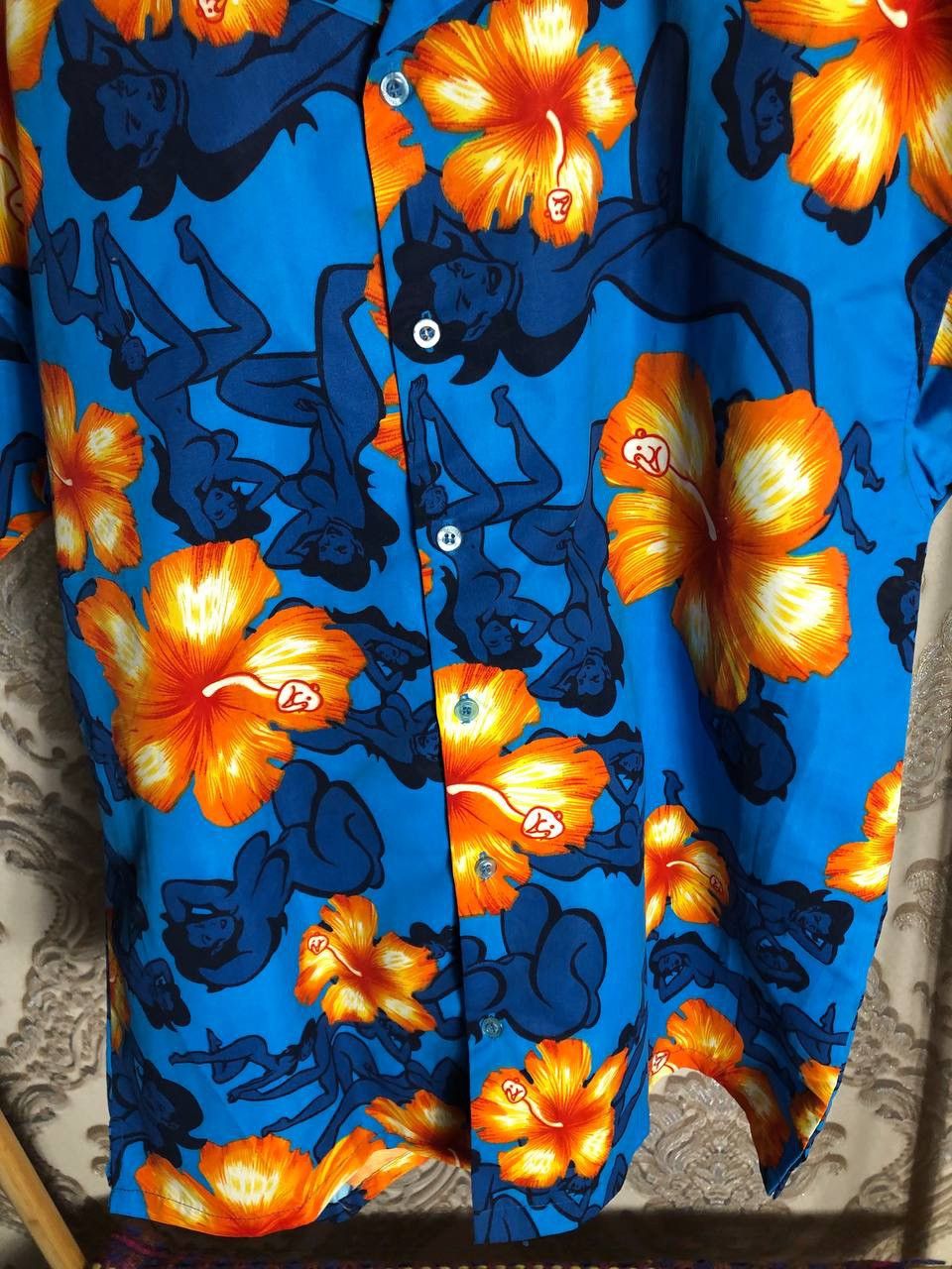 Hot Model Sex × Vintage VERY RARE SEXY DESIGNER WOMEN SHIRT FLOWERS HAWAII CASUAL Size US L / EU 52-54 / 3 - 6 Thumbnail