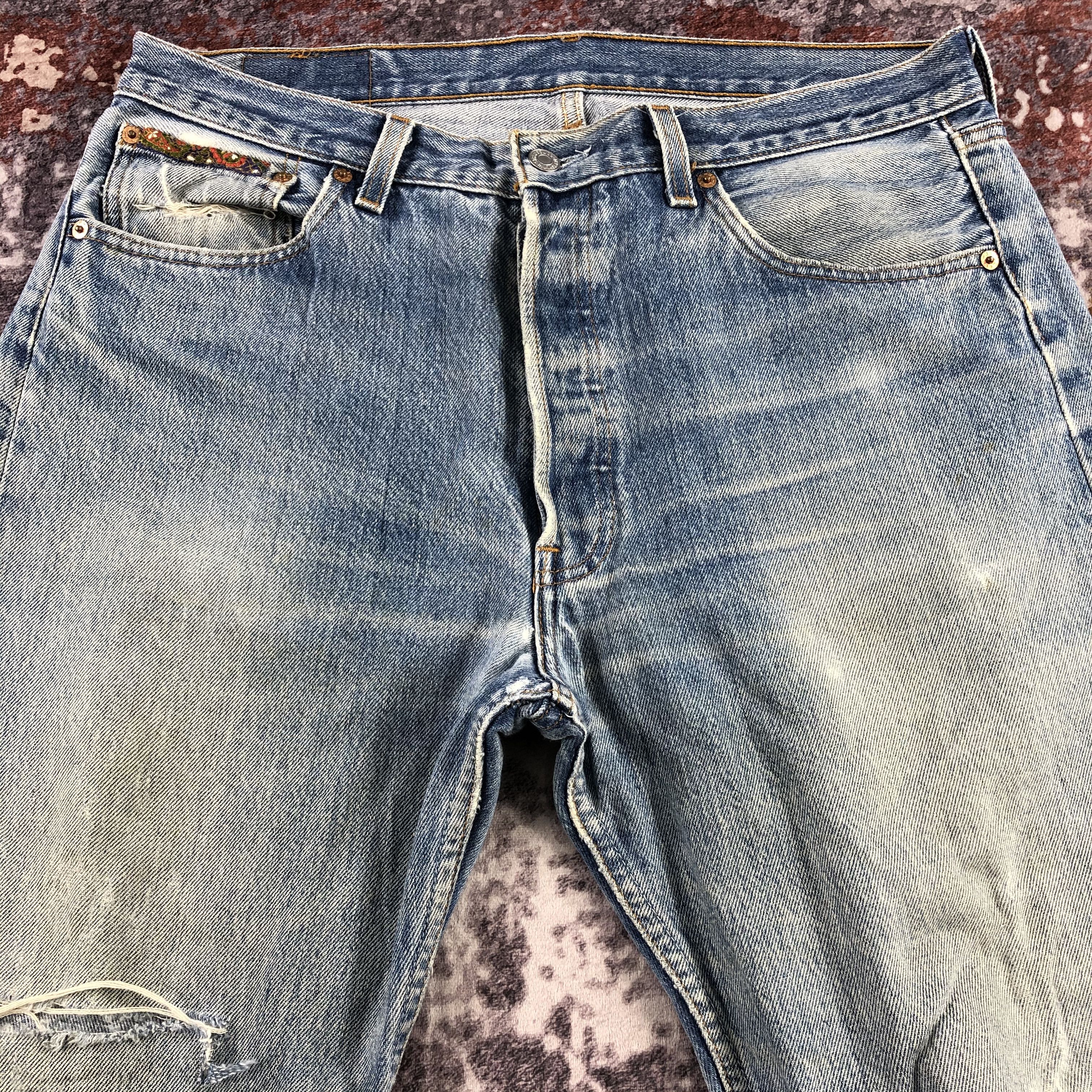 Levi's Vintage 90s Distress Levis 501 Jeans-JM2769 Size US 35 - 3 Thumbnail