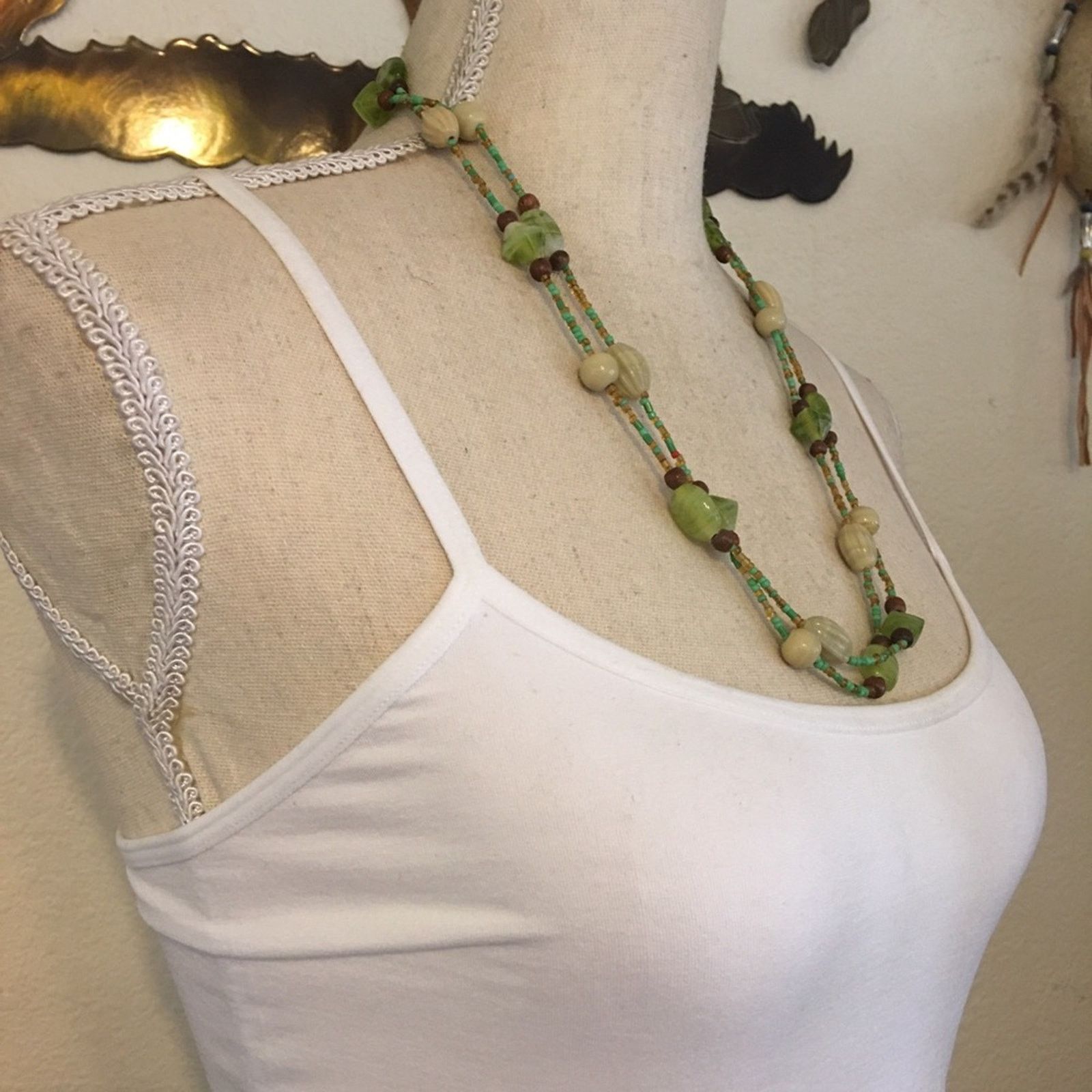 Handmade Natural forest earth tone glass bead necklace Size ONE SIZE - 4 Thumbnail