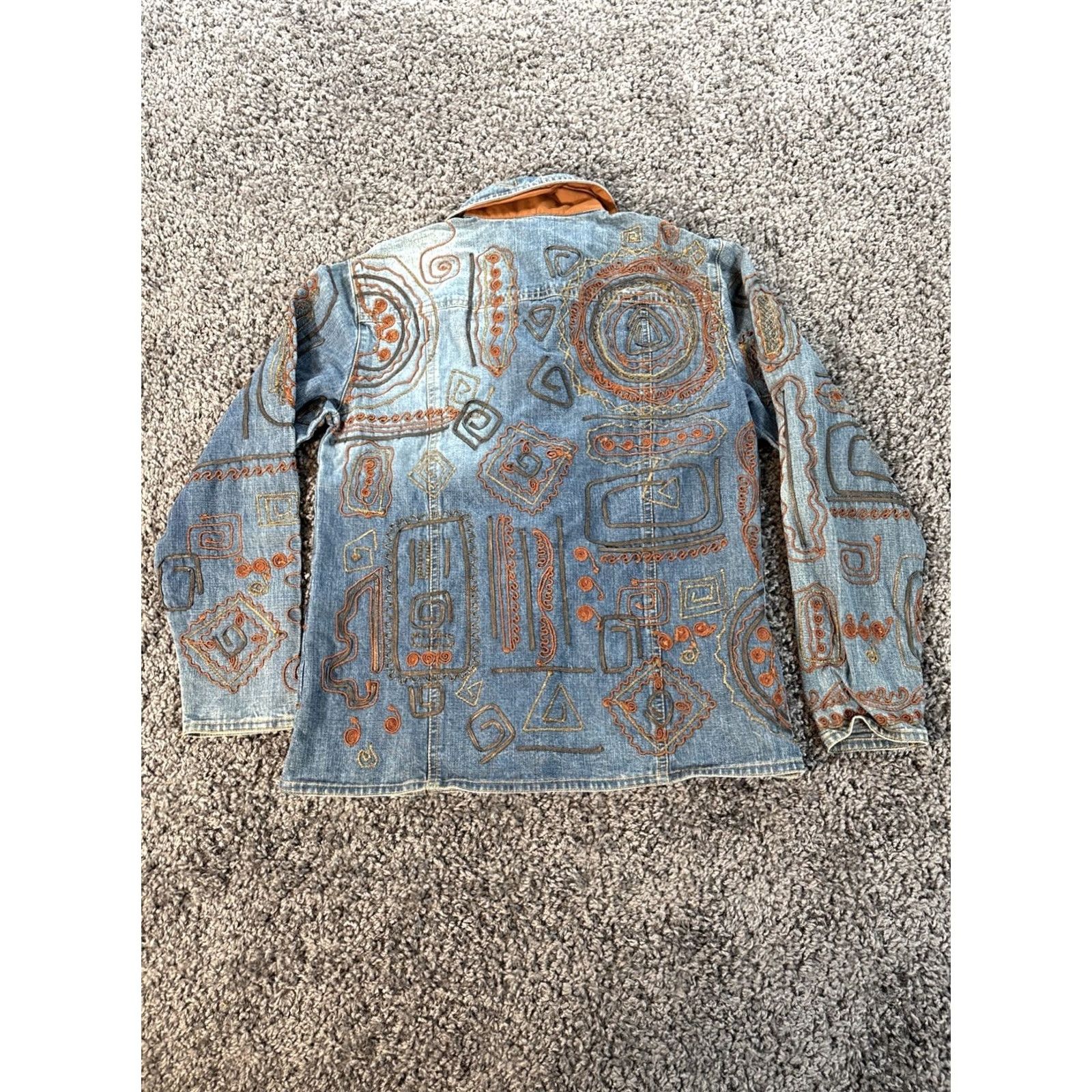 Vintage VINTAGE Chico's Denim Jacket Womens L Leather Trim All Over Hysteric Design Blue Cotton Denim Jacket Womens L Blue Leather Trim 90s Designer Mens? Size L / US 10 / IT 46 - 5 Thumbnail