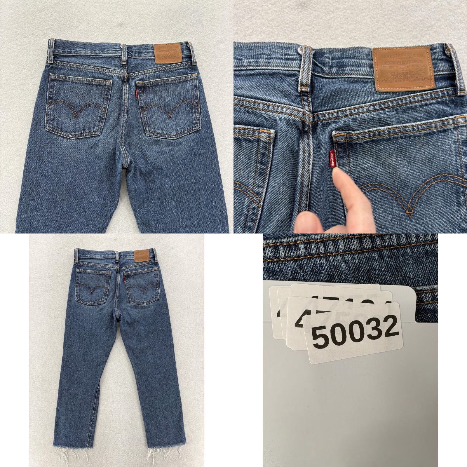 Levi's Levis Premium Wedgie Straight Jeans Womens 26 Blue High Rise Distressed Raw Hem Venues Denim 5-Pocket Design, Button, Logo Womens Jeans Size 26" / US 2 / IT 38 - 9 Thumbnail