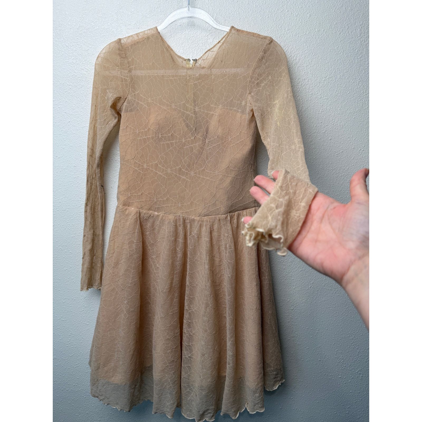 Other Ninivah Khomo Tan Lace Long Sleeve Mini Dress US XS/S Size XS / US 0-2 / IT 36-38 - 4 Thumbnail