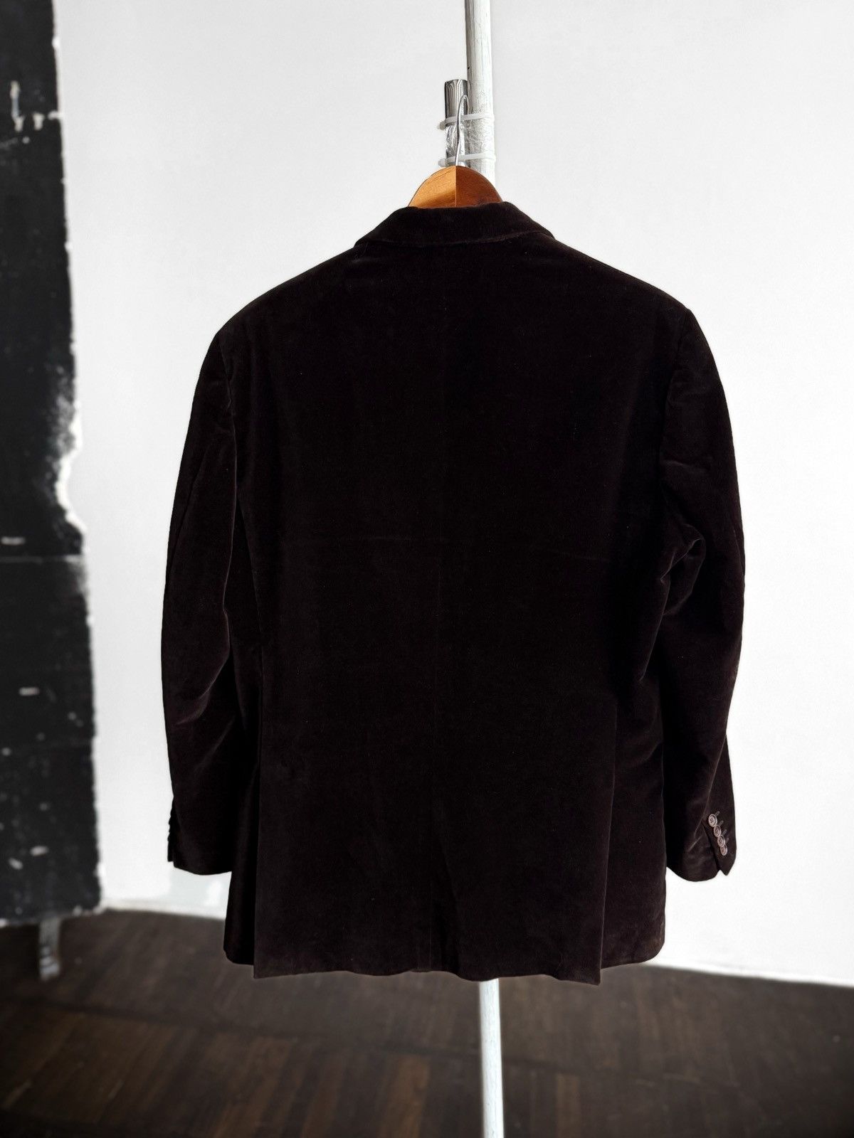 Hermes Hermes Mens Velour Cotton Blazer Dark Brown Tailored Jacket Size 38S - 9 Thumbnail