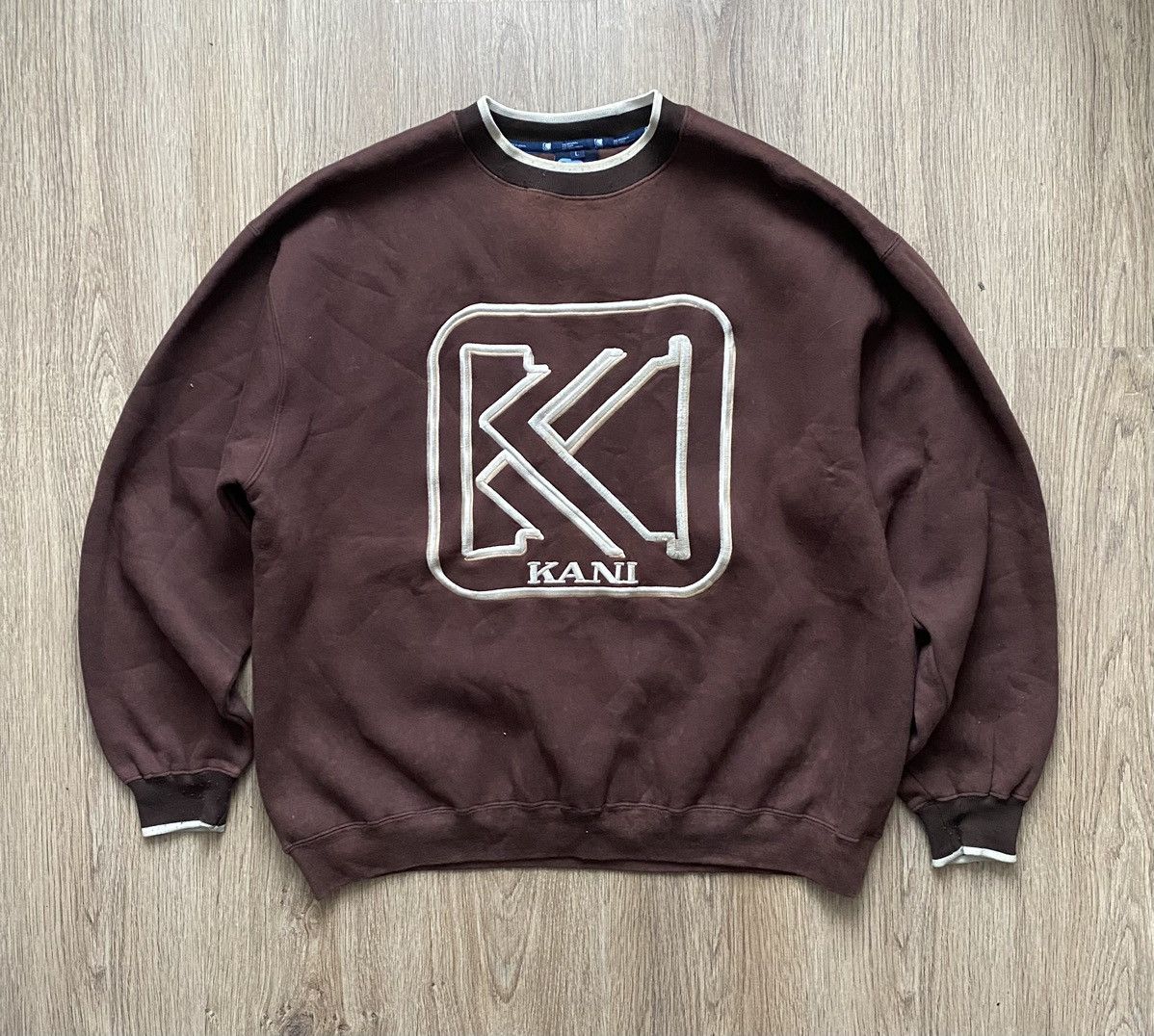 Karl Kani × Vintage Vintage Karl Kani big logo brown sweatshirt 90’s baggy Size US L / EU 52-54 / 3 - 1 Thumbnail