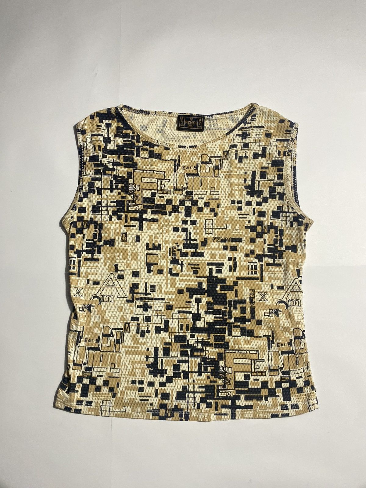 Fendi 90S FENDI JEANS LOGO PATTERN MESH TOP Size M / US 6-8 / IT 42-44 - 1 Thumbnail