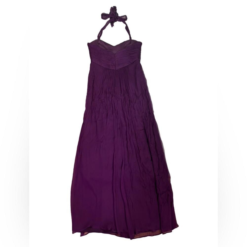 Designer Amsale l 100% Silk Purple Halter Maxi Gown Size 8 Size M / US 6-8 / IT 42-44 - 2 Thumbnail