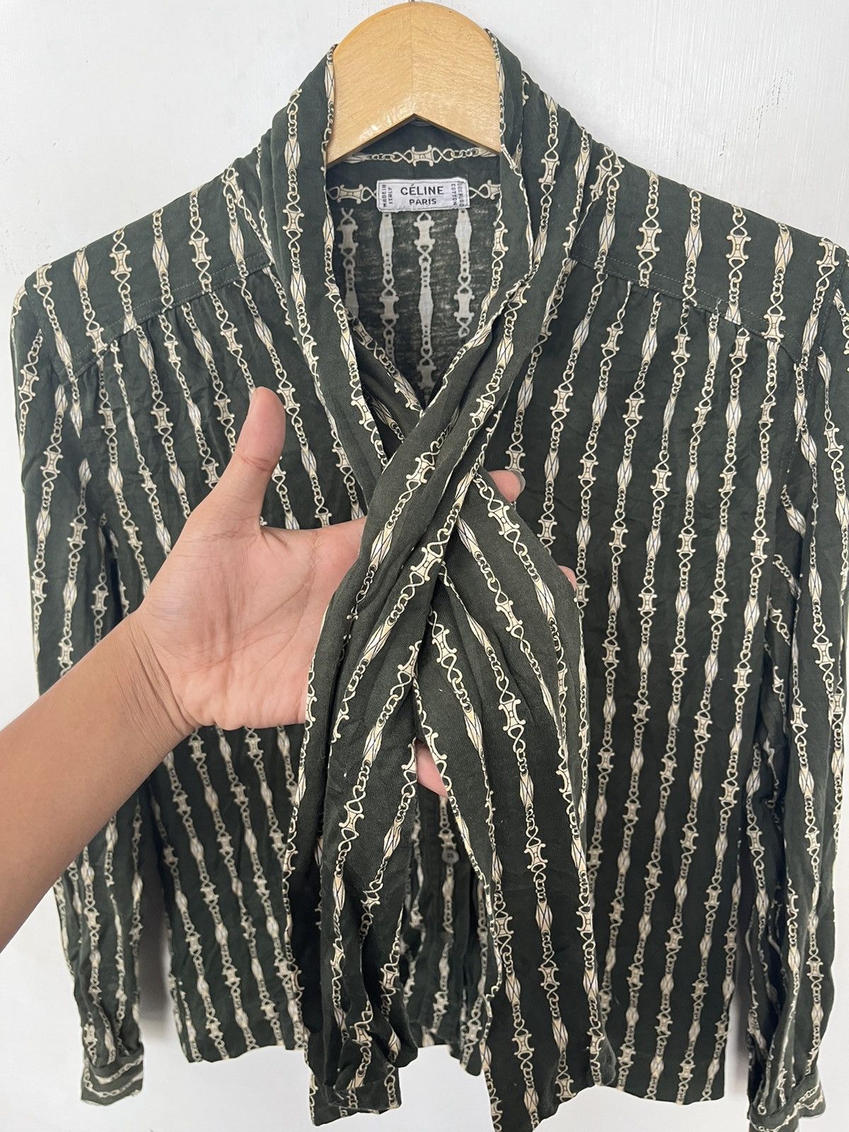 Celine Celine Paris Monogram Vintage 90’s shirt Buttom Up Size L / US 10 / IT 46 - 2 Thumbnail