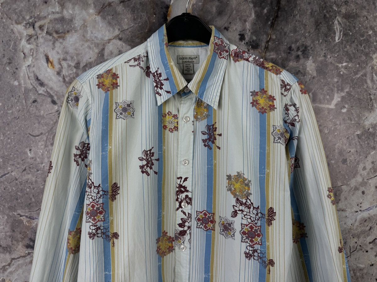 Guess Guess Jeans Men’s Button Up Shirt Striped Floral Long Sleeve Size US M / EU 48-50 / 2 - 3 Thumbnail