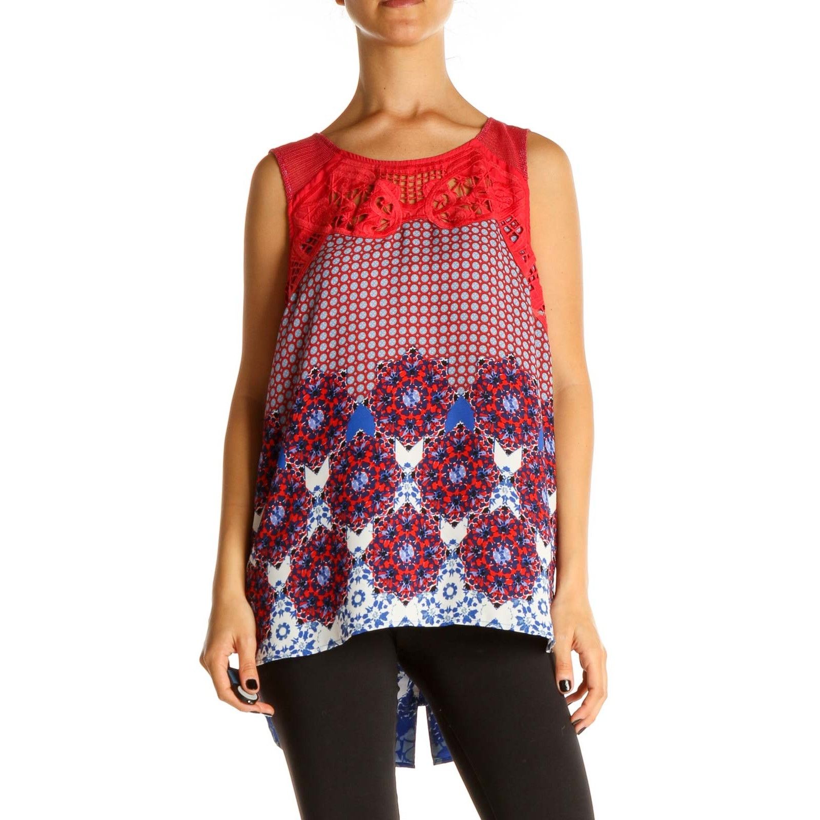 Vintage Angelyne Button Back Lace & Mesh Trim Sleeveless Blouse Size M / US 6-8 / IT 42-44 - 10 Thumbnail