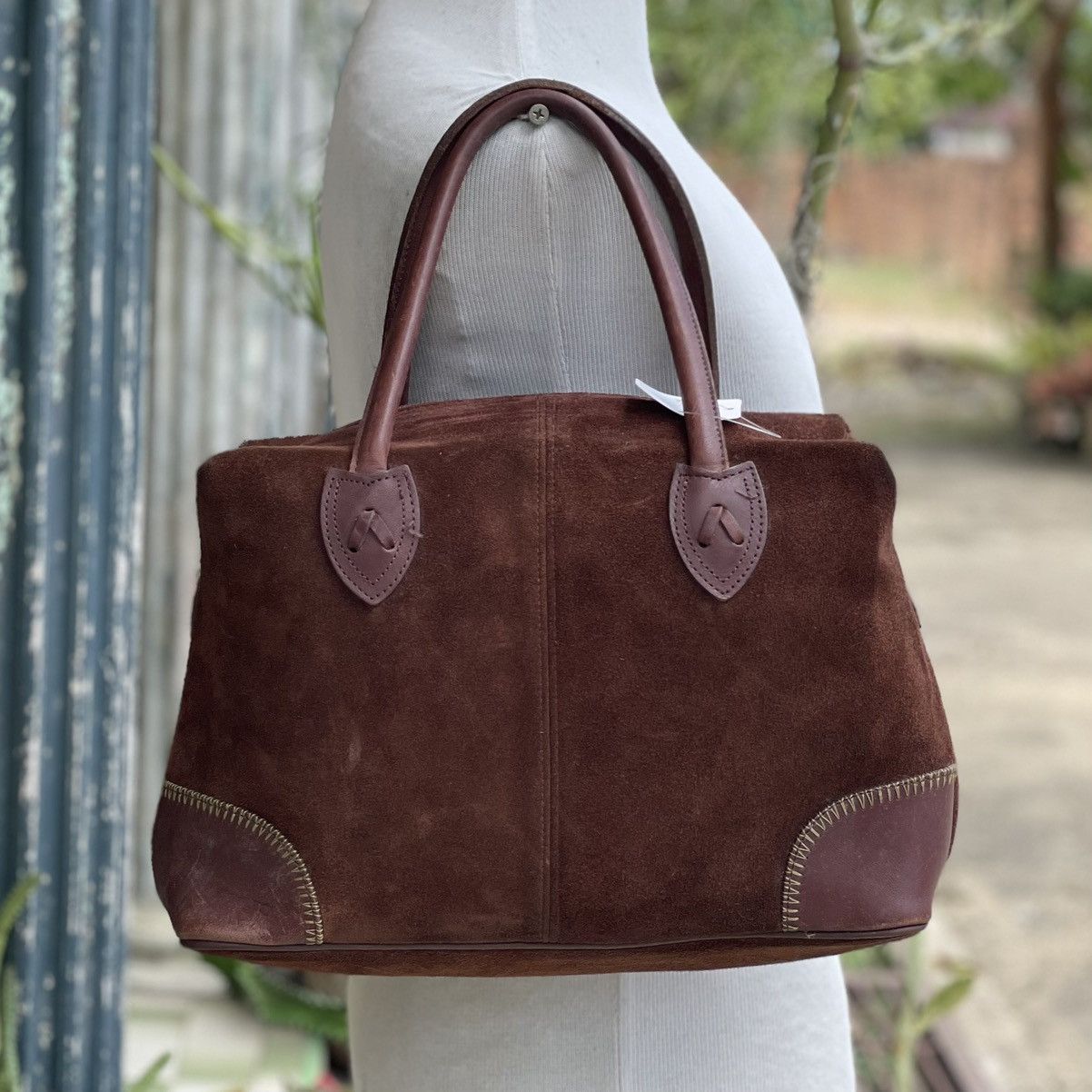 Leather × Vintage Vintage Assemble Dark Brown Suede Leather Bag Size ONE SIZE - 2 Thumbnail
