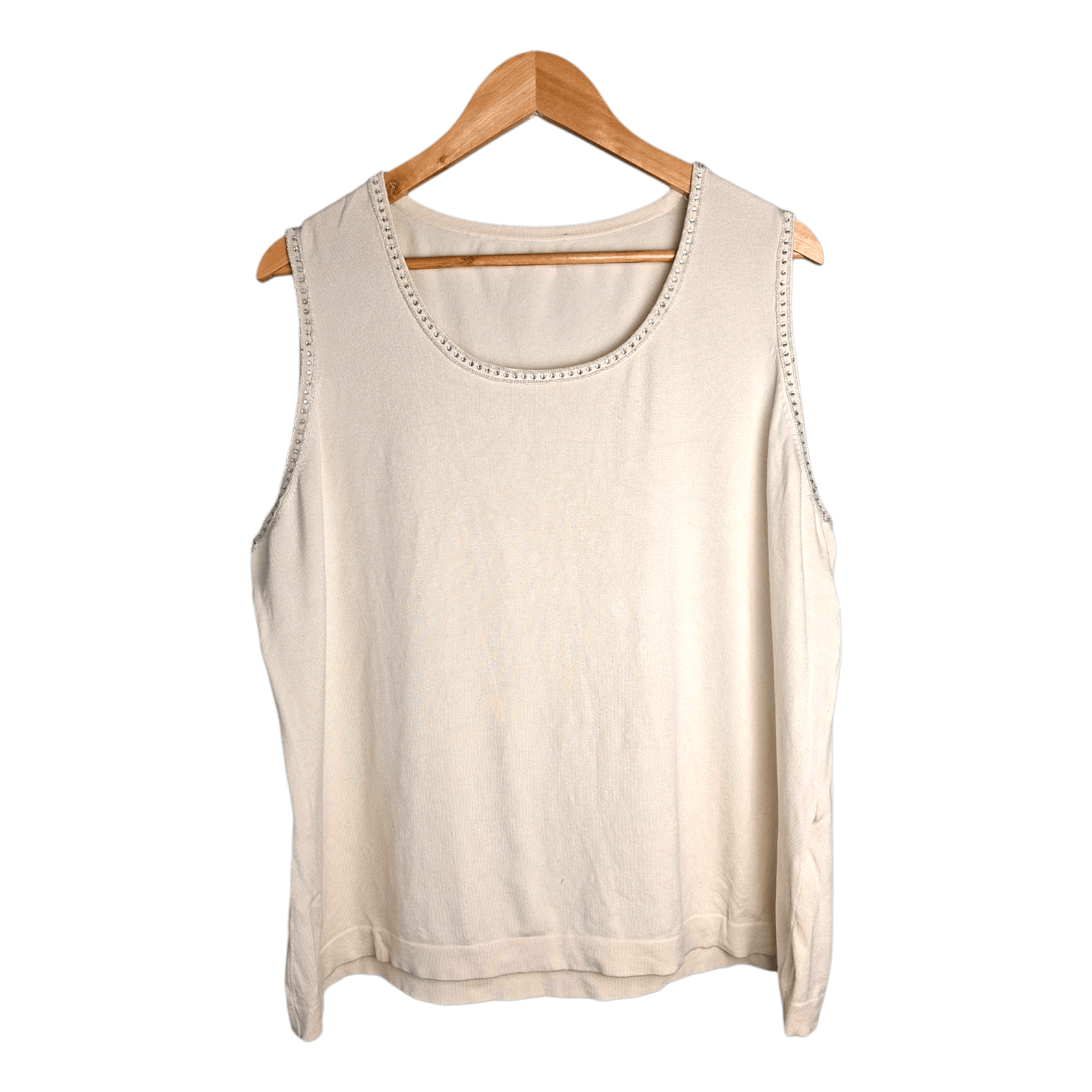 Marina Rinaldi Marina Rinaldi Silk Blend Beaded Knit Tank Top Camisole XL Size XL / US 12-14 / IT 48-50 - 1 Thumbnail
