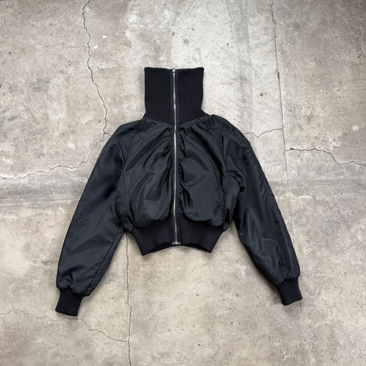 Y2K Aphrodite Nylon Black Bomber Jacket Opium Grunge