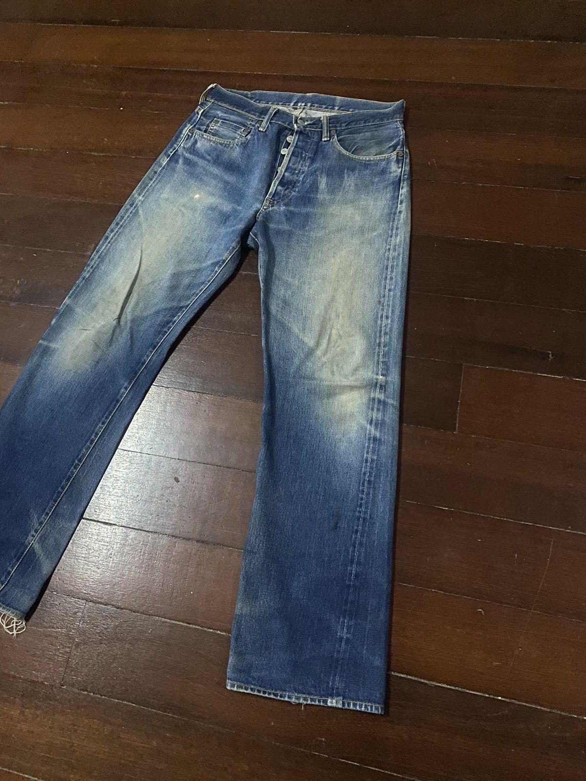 Vintage SICK 👊🏻🔥🔥 SEWING CHOP JAPANES BRAND JEANS SELVEDGE DISTRESSED Size US 32 / EU 48 - 3 Thumbnail