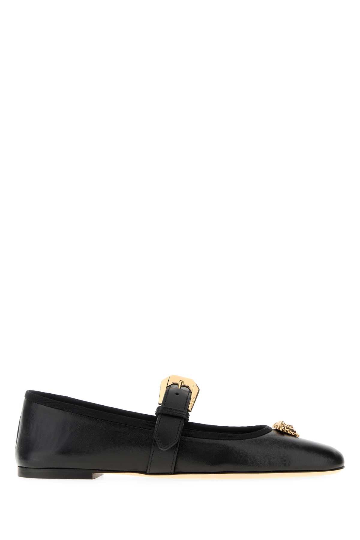 Versace Black Nappa Leather Ballerinas Size US 10 / IT 40 - 1 Thumbnail