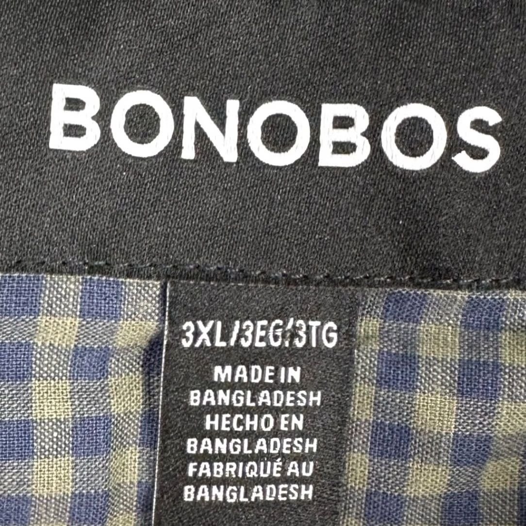 Bonobos BONOBOS Shirt Mens 3XL Navy Green Button Down Gingham Check Stretch Pocket Big & Tall Long Sleeve Collared Button-Down Casual Workwear Size US XXL / EU 58 / 5 - 4 Thumbnail