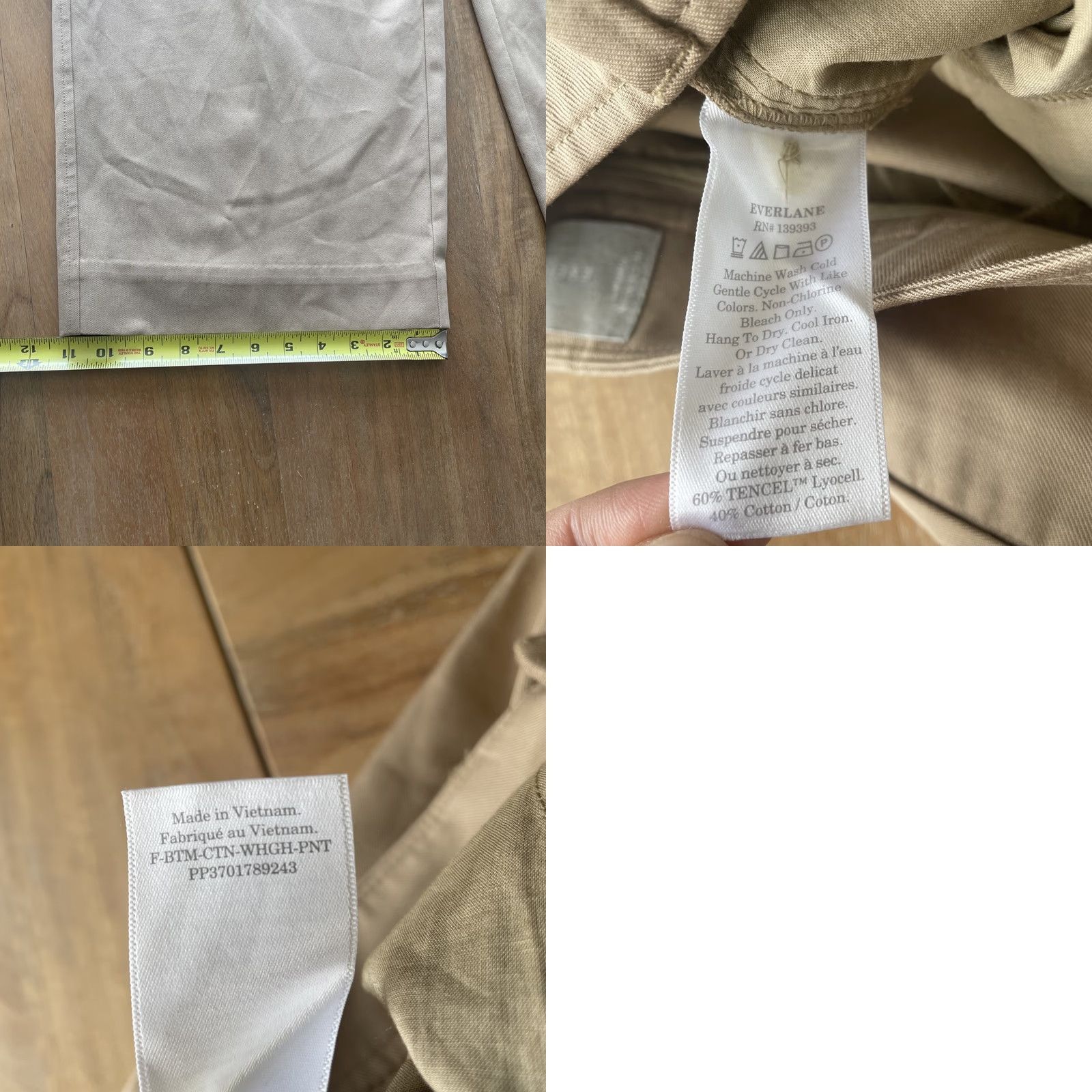 Everlane Everlane Pleated Wide-Leg Chino Pants Women 12S Beige Wide-Leg City Preppy Modern Career Womens Size 34" / US 12 / IT 48 - 8 Thumbnail