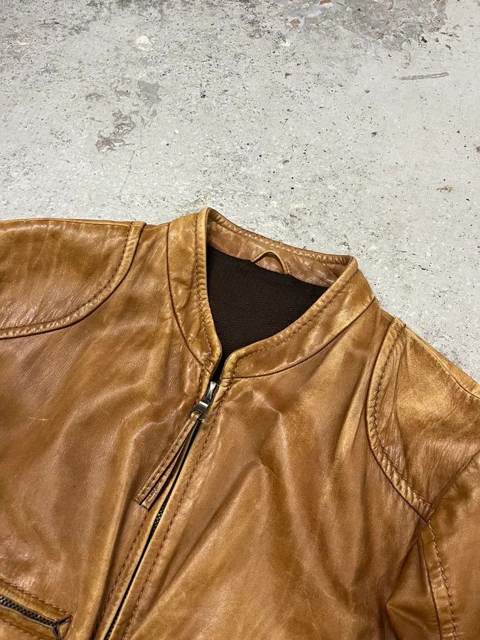 Prada 2000s Prada Brown Aged Leather Biker Jacket Size US S / EU 44-46 / 1 - 5 Thumbnail