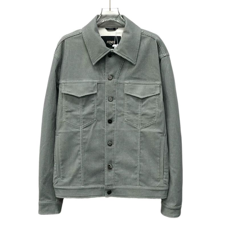 Fendi Fendi Gray Logo Jacquard Denim Jacket Size US S / EU 44-46 / 1 - 1 Thumbnail