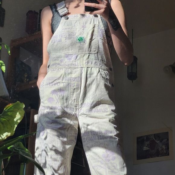 Vans VAN’S Jeans Overalls Newspaper Purple Cream Surfer - XSmall Size 26" / US 2 / IT 38 - 10 Thumbnail