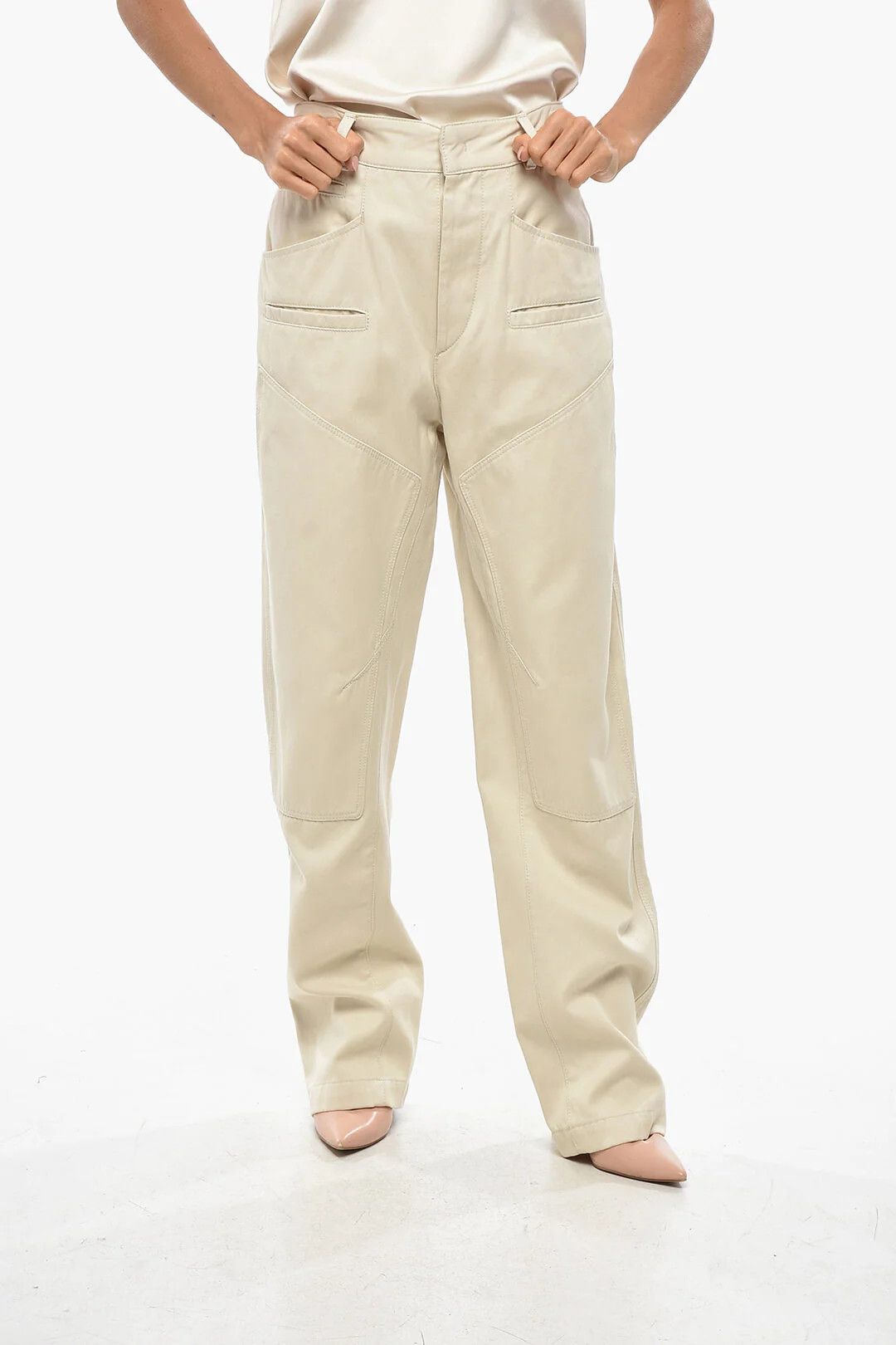 Isabel Marant og1mm0326 Cotton Multi-Pocket Pant in Beige Size 28" / US 6 / IT 42 - 1 Thumbnail