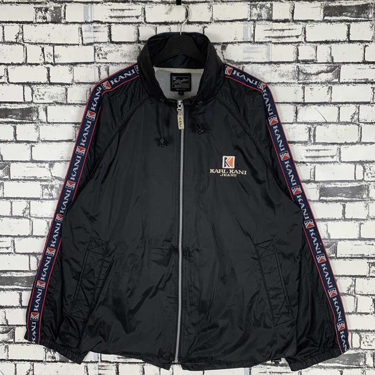Designer × Karl Kani × Vintage Vintage intage Karl Kani Jeans Light Zip Up Jacket Big Logo Size US L / EU 52-54 / 3 - 1 Thumbnail