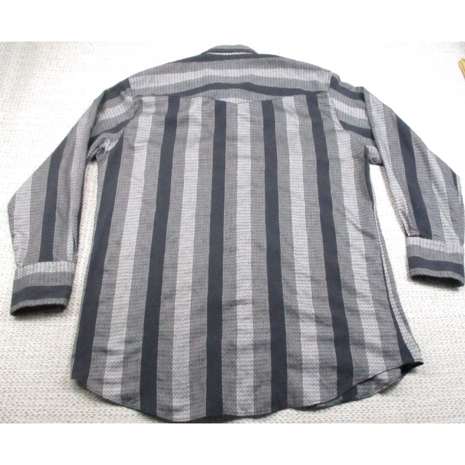 Roper VINTAGE Roper Shirt Mens XL Black Gray Western Pearl Snap Front Striped Long Sleeve Size US XL / EU 56 / 4 - 6 Thumbnail