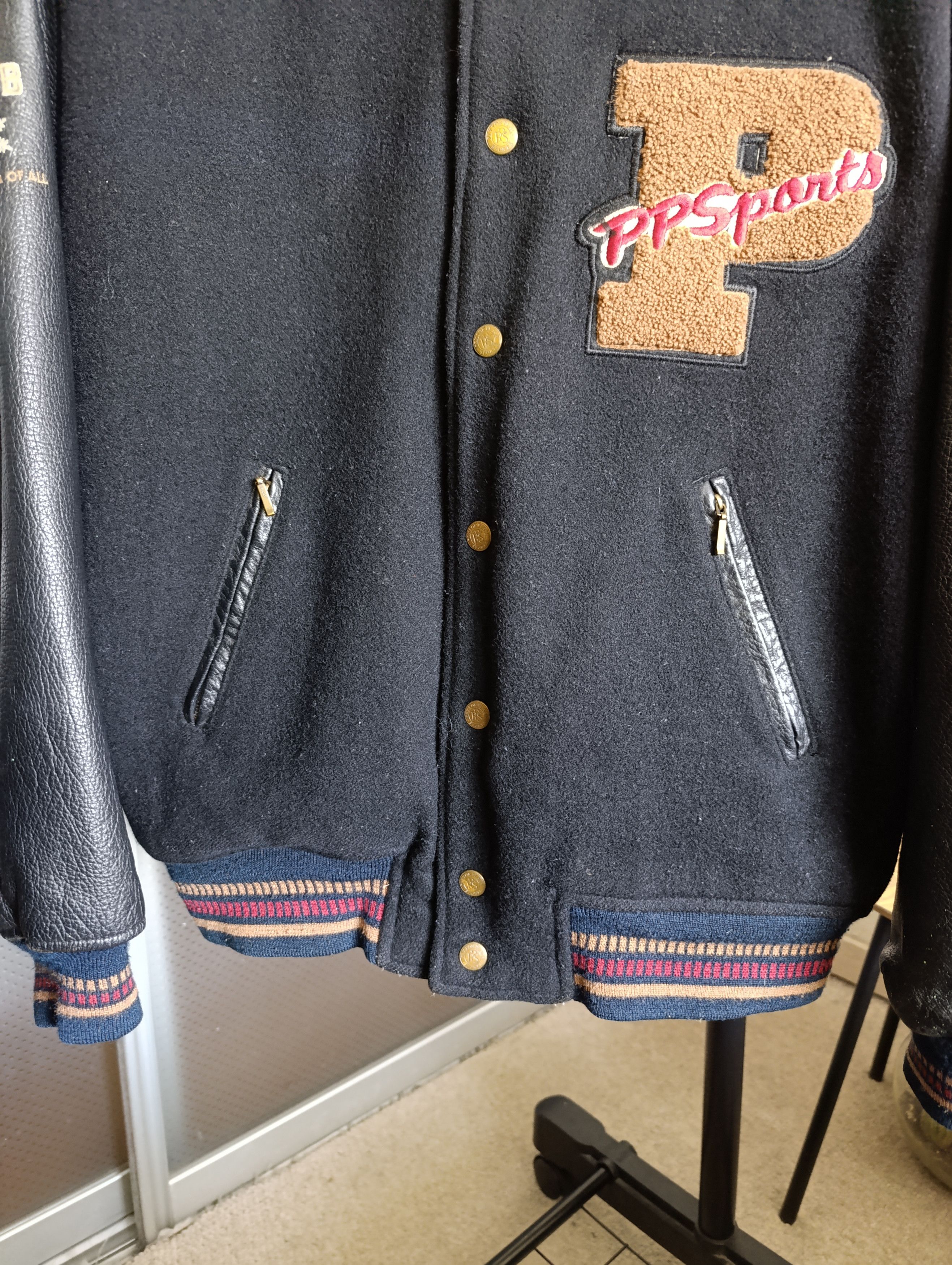 PPFM PEYTON PLACE LEATHER SKI CLUB WOOL BOMBER MENS