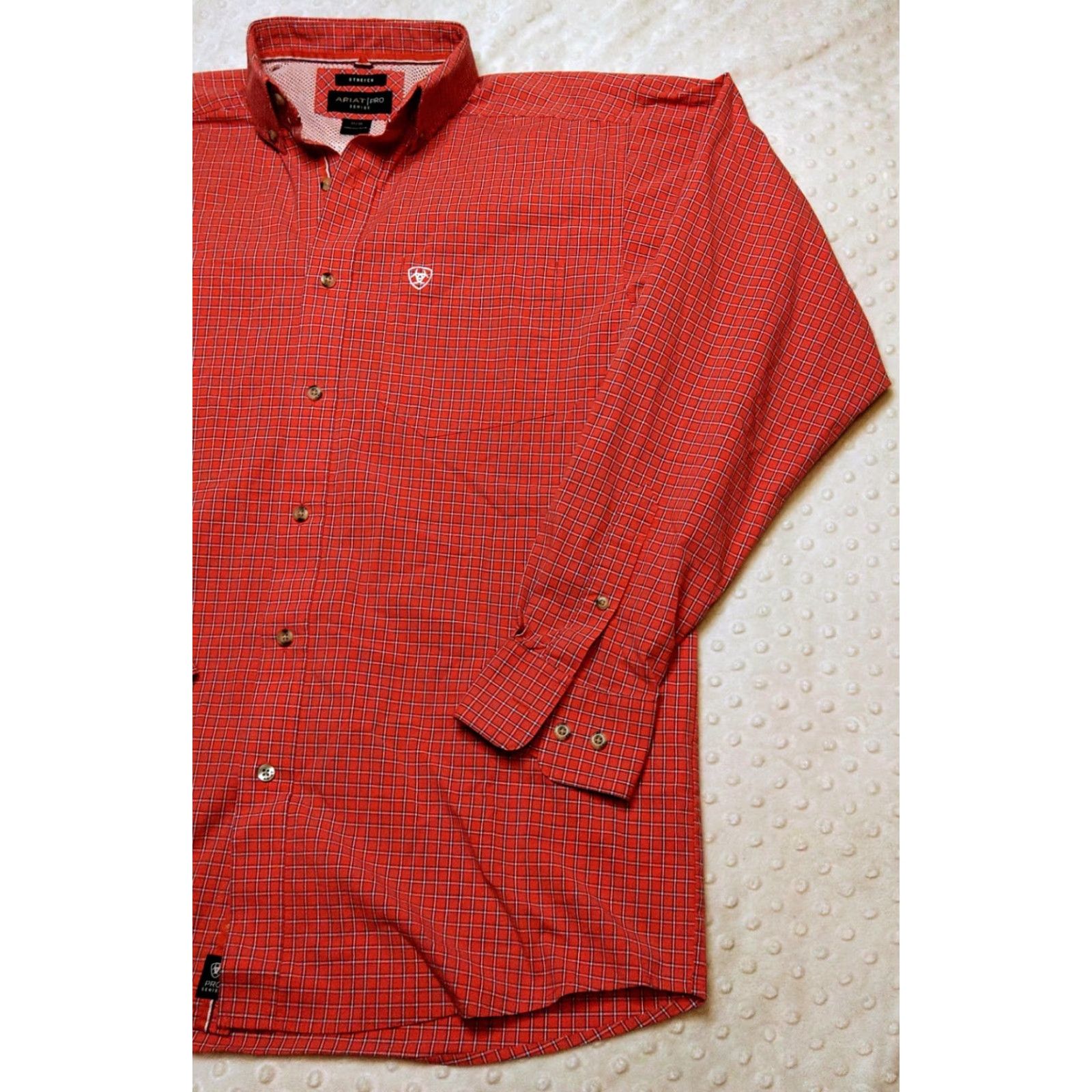 Ariat Ariat Pro Series Shirt Mens Medium Red Orange Check Button-Down Western Rodeo Size US M / EU 48-50 / 2 - 2 Thumbnail