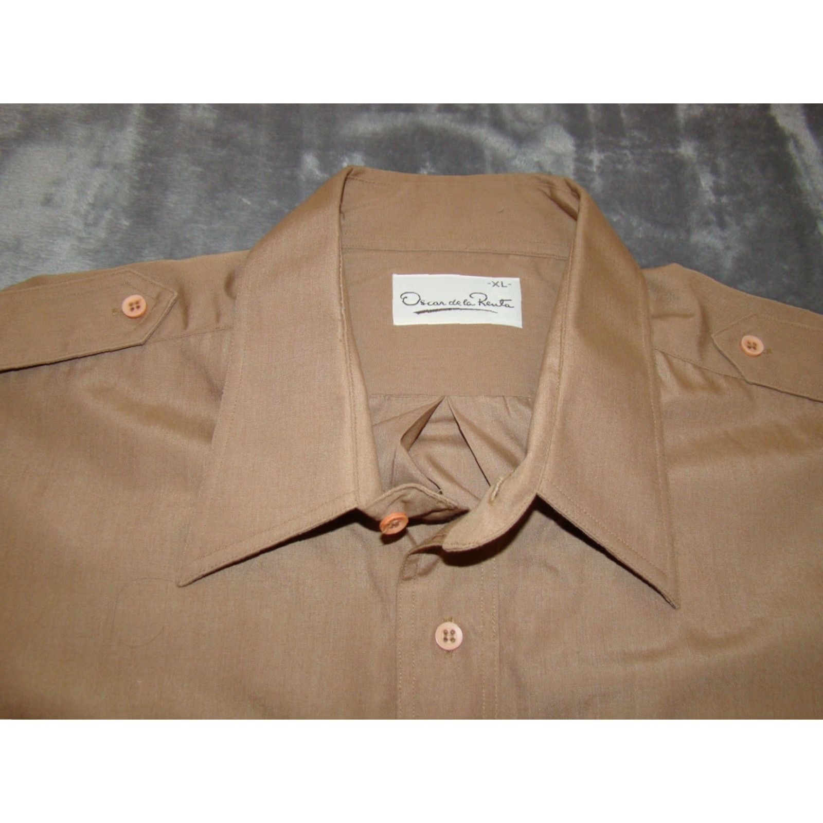 Oscar De La Renta VINTAGE Oscar De La Renta Mens XL Safari Style Epaulets Brown Button Down Shirt Size US XL / EU 56 / 4 - 3 Thumbnail