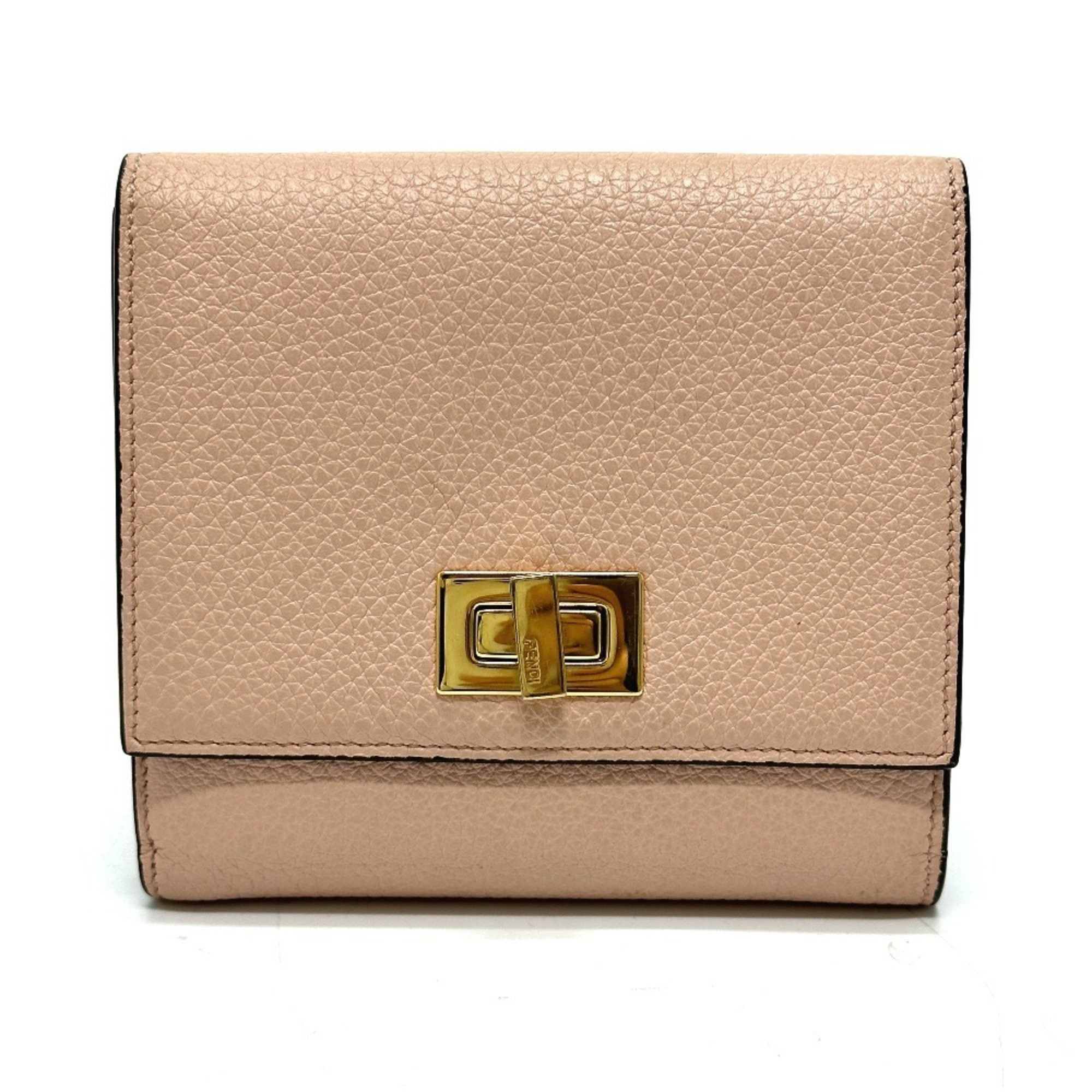 Fendi FENDI 8M0438 Peekaboo Bifold Wallet, Leather, Women's, Pink Size ONE SIZE - 1 Thumbnail