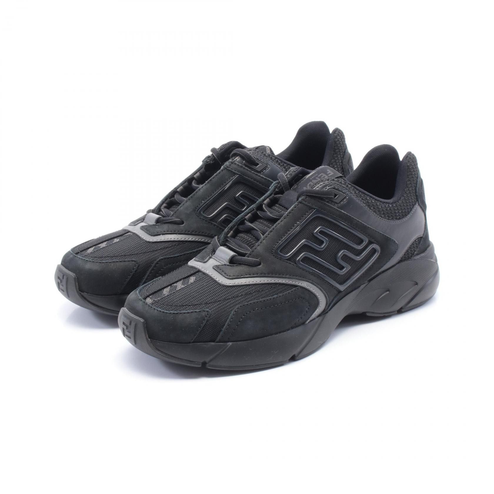 Fendi Fendi Faster Leather Fabric Sneakers Leather Shoes 7E1555 in Black, Men's