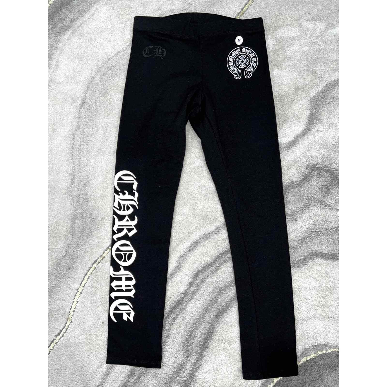 Chrome Hearts Leggings Logo×Black Msize Chrome Heart Black Leggings 24” Inseam Logo Waistband Size M