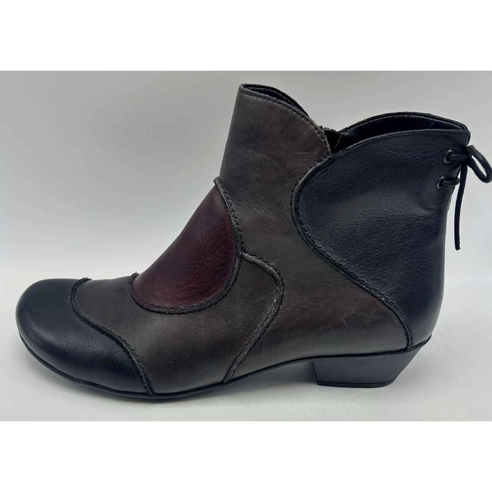Vintage Remonte Womens Bootie Ankle Boot Heels Casual Red Black Brown 40 8.5 Zipper Size US 9 / IT 39 - 2 Thumbnail