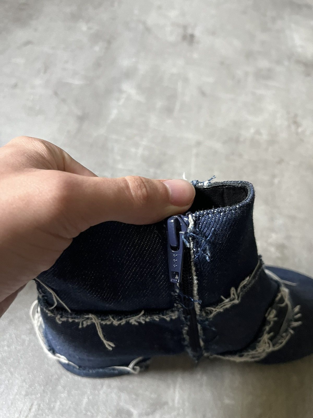 Maison Margiela MM6 Maison Margiela women's denim navy heel boots Size US 6.5 / IT 36.5 - 8 Thumbnail