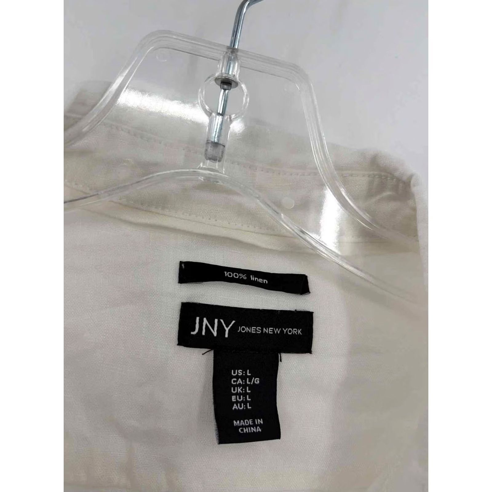 Vintage Jones NY Button Down Shirt Large White Linen Pre-Owned Size L / US 10 / IT 46 - 2 Thumbnail