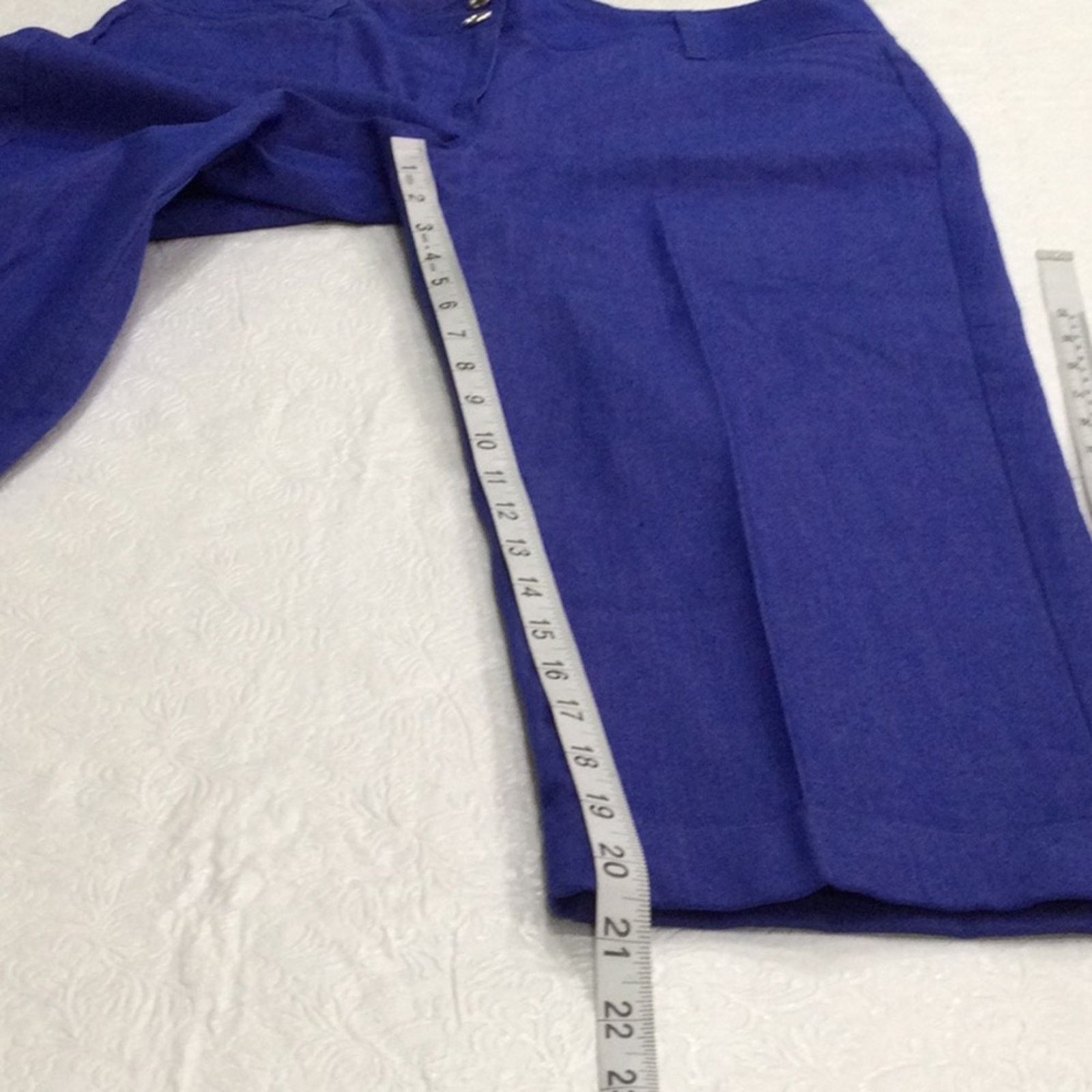 Other Larry Levine Blue Cropped Rolled Cuff Capri Pant Size 8 Size 30" / US 8 / IT 44 - 9 Thumbnail