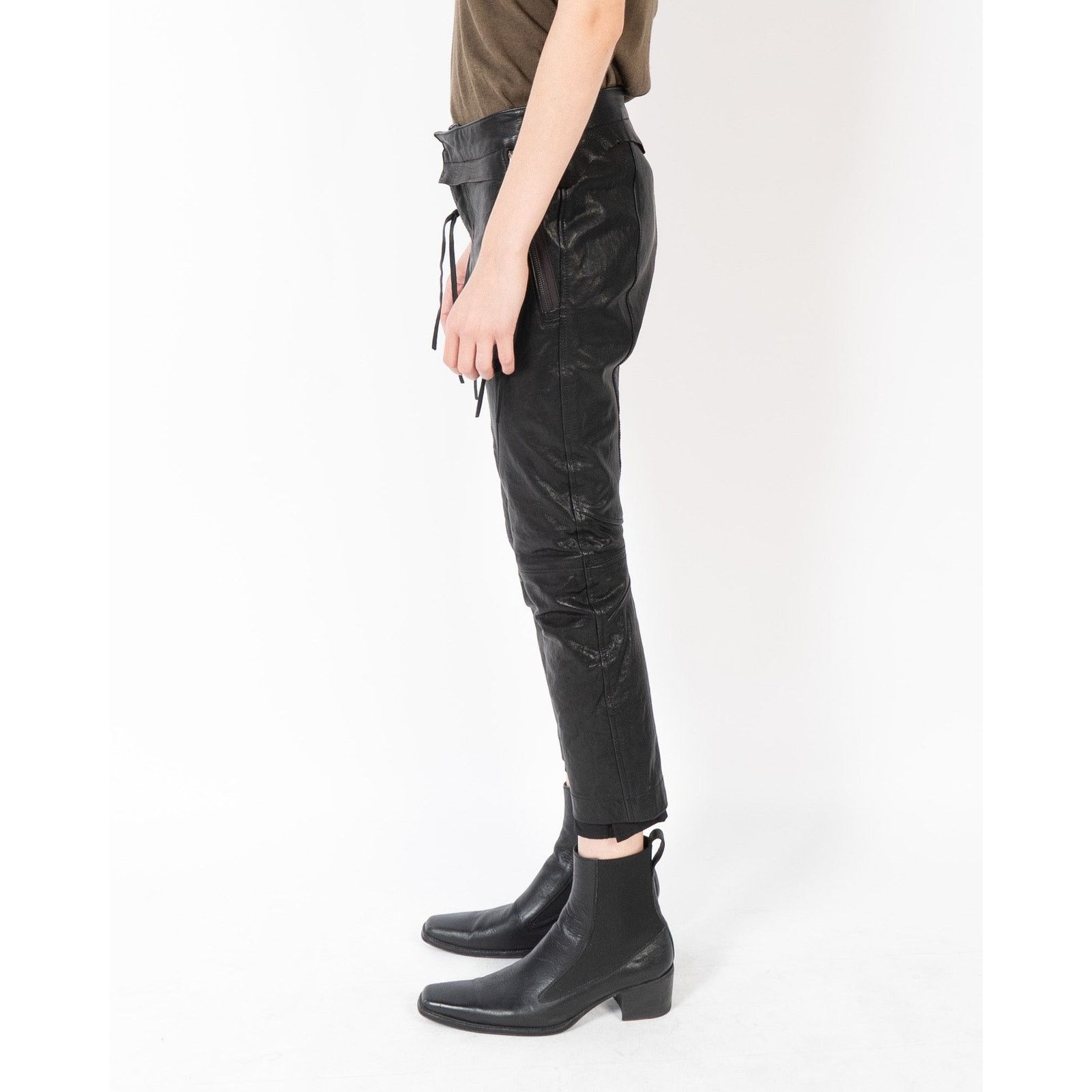 Haider Ackermann SS16 Distressed Waist Trousers in Black Leather Size 26" / US 2 / IT 38 - 5 Thumbnail