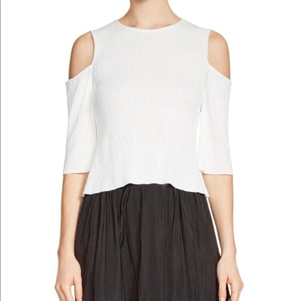 Maje New $190 Maje Lina Cold-shoulder Top In Ecru Size 1 US S Size S / US 4 / IT 40 - 1 Thumbnail