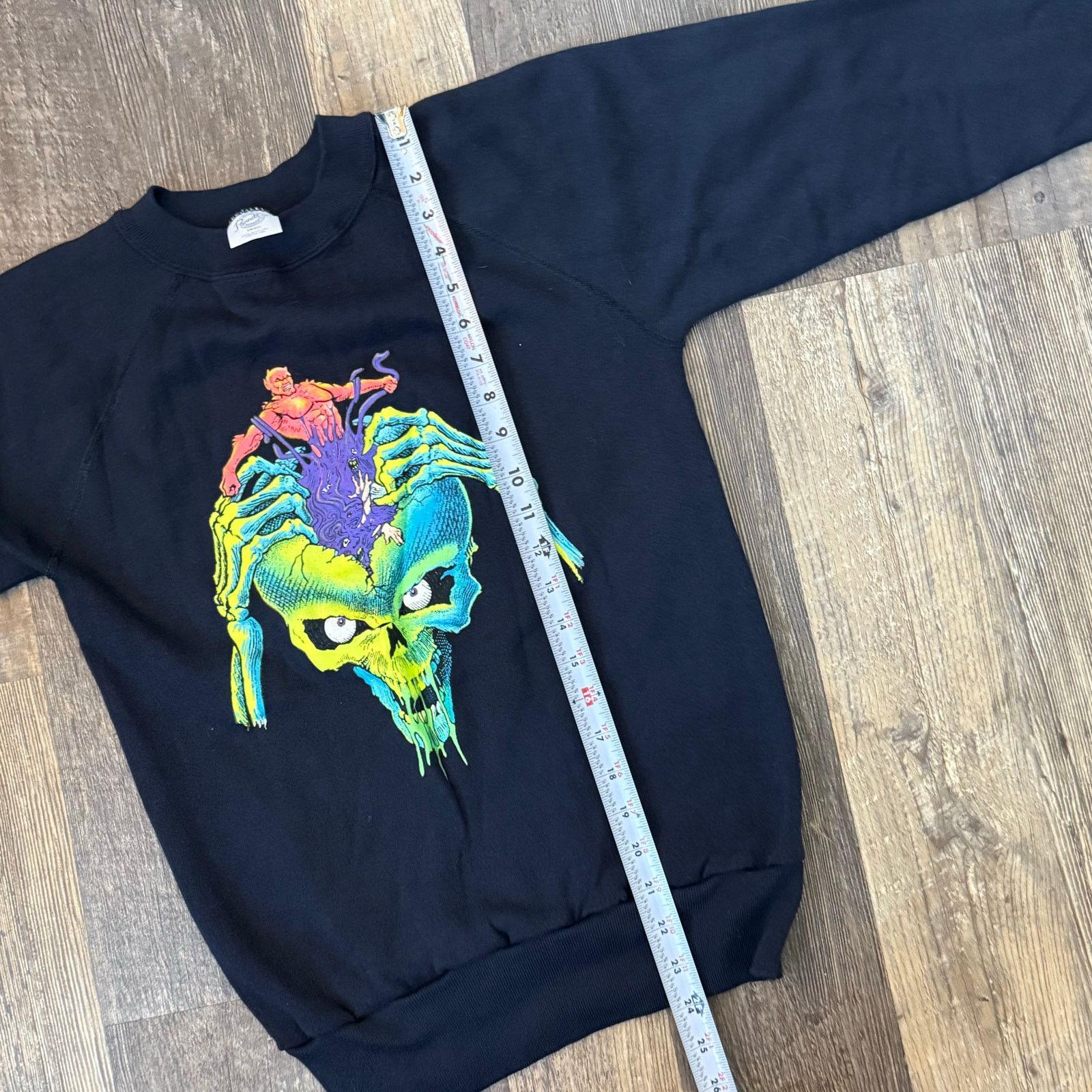 Vintage Vintage 1990 Pannill Neon Skull Sweatshirt Graphic Size US XS / EU 42 / 0 - 7 Thumbnail