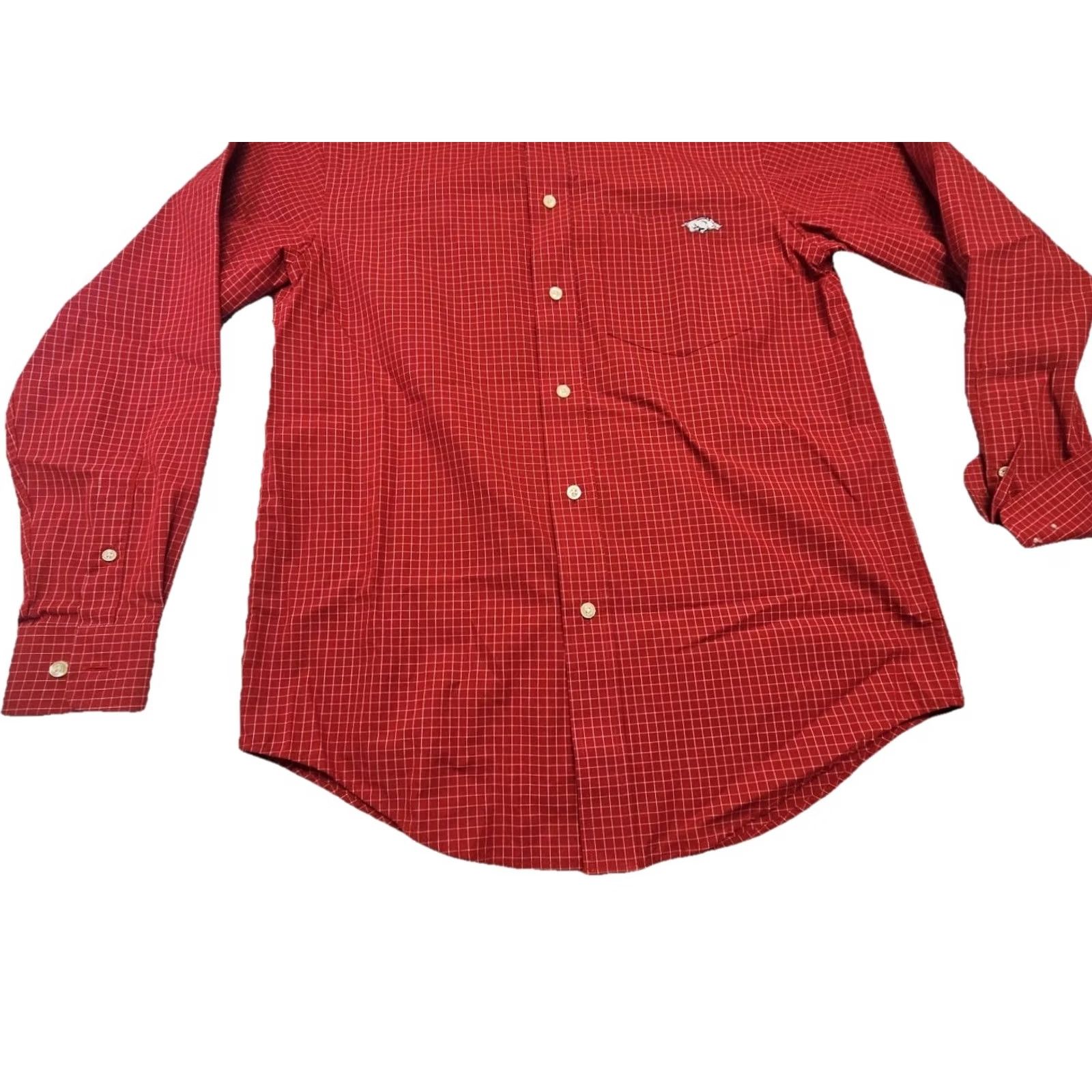 Vintage Razorback Collection Dress Shirt Men XL Red 100% Cotton Non-Iron Pinpoint Long Sleeve Mens Size 46R - 7 Thumbnail