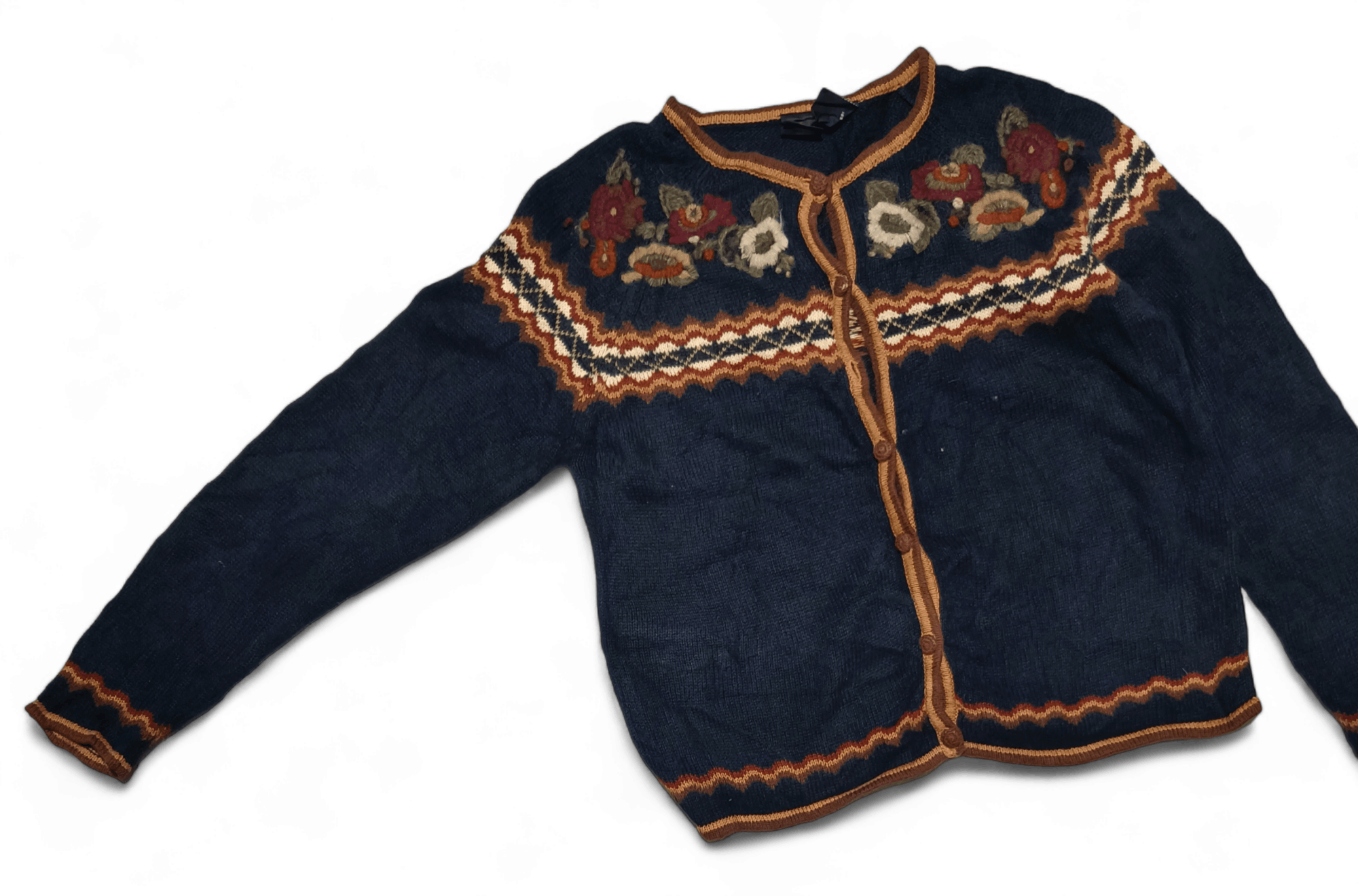 Other Vintage ERIKA Floral Embroidered Motifs Pattern Knit Sweater Size L / US 10 / IT 46 - 6 Thumbnail