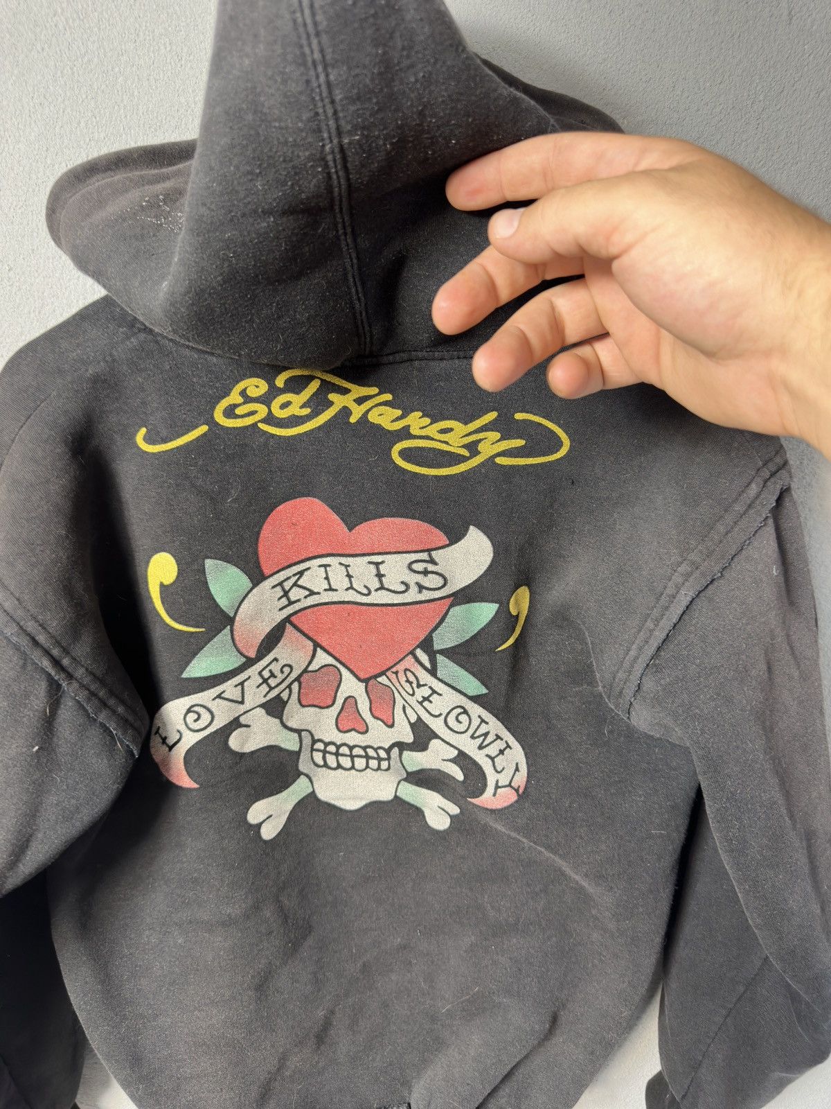 Christian Audigier × Ed Hardy × Vintage Ed Hardy Zip Up Hoodie Faded Size US XS / EU 42 / 0 - 2 Thumbnail