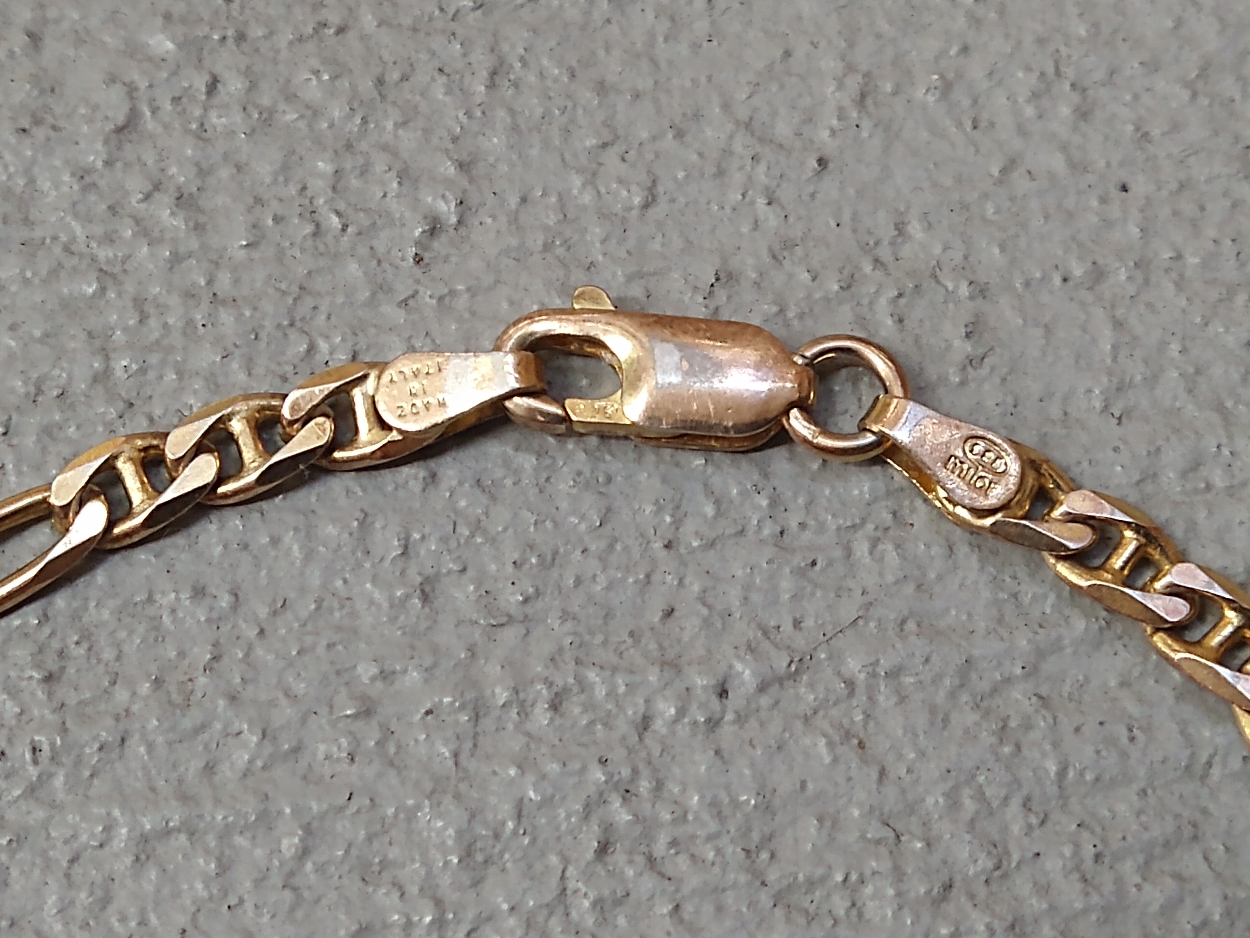 Jewelry Vintage Sterling Silver Bracelet Figaro Mariner 8" Gold Tone Size ONE SIZE - 8 Thumbnail