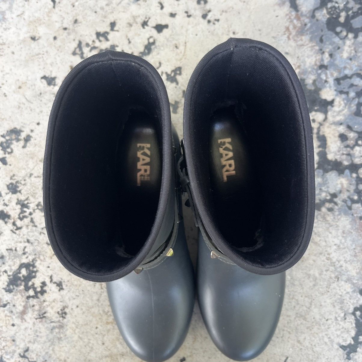 Karl Lagerfeld Karl Lagerfeld navy studded rain biker boots size eu 37 Size US 6 / IT 36 - 6 Thumbnail