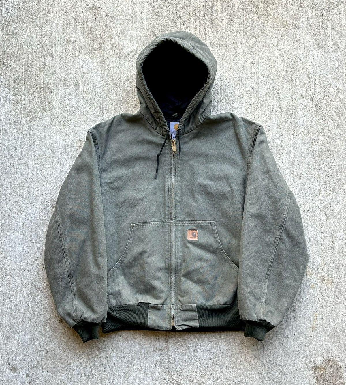 image of Carhartt Olive Green Workwear Hooded Jacket, Men's (Size Large)