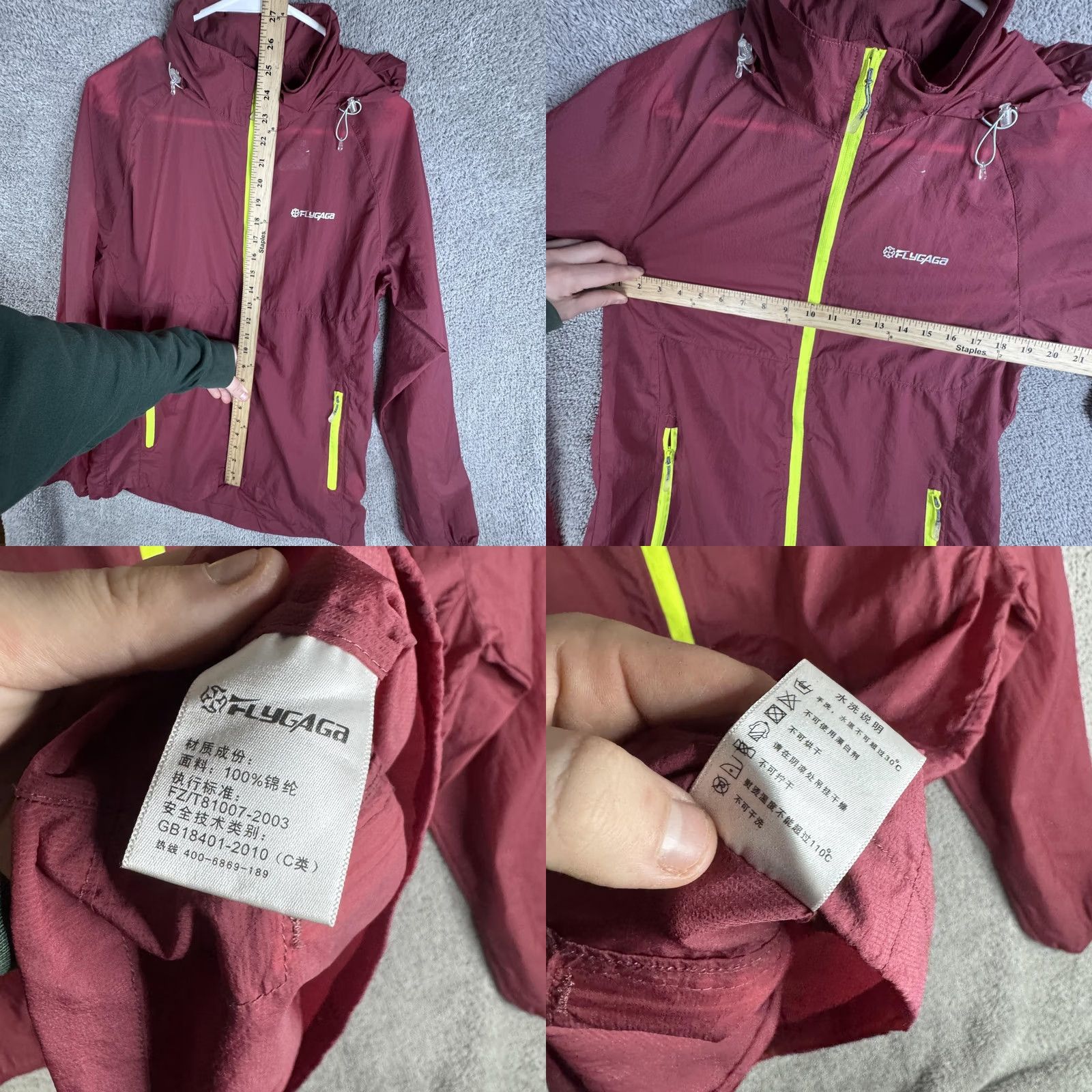 Vintage FLYGAGA Windbreaker Jacket Mens L Red Hooded Full Zip Lightweight Running & Hiking Size US L / EU 52-54 / 3 - 8 Thumbnail
