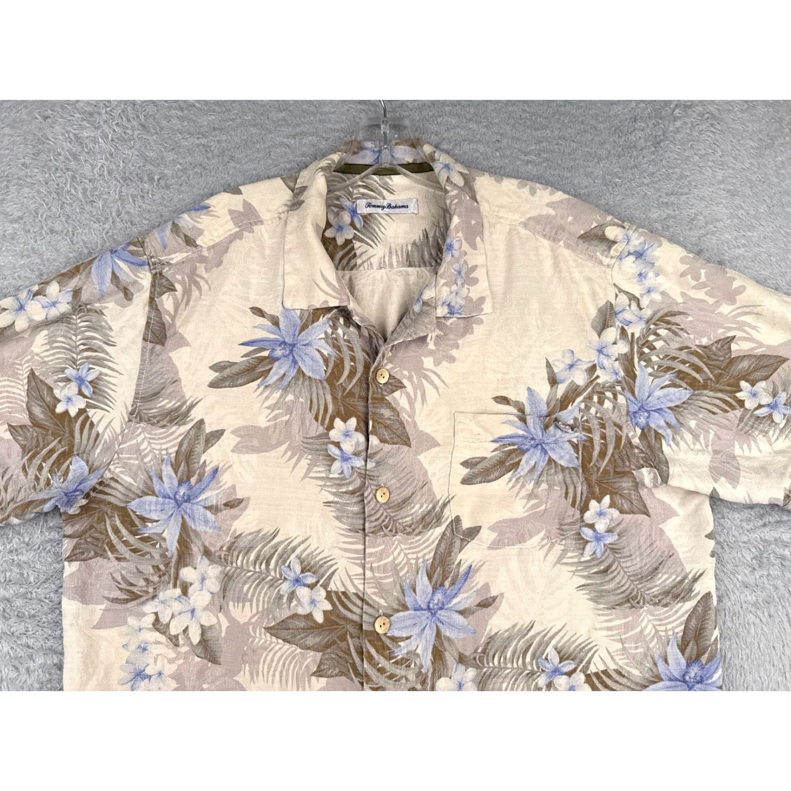 Tommy Bahama Tommy Bahama Shirt Men L Ivory Floral 100% Silk Button-Up Hawaiian Aloha Beach Vacation Resort Mens Size US L / EU 52-54 / 3 - 4 Thumbnail