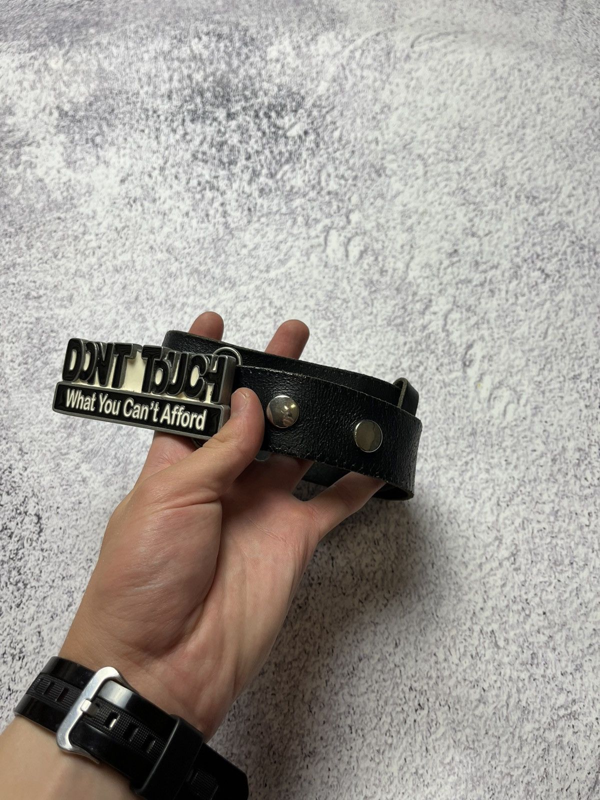 Vintage AVANT-GARDE DONT TOUCH What You Can't Afford LEATHER BELT Size ONE SIZE - 8 Thumbnail