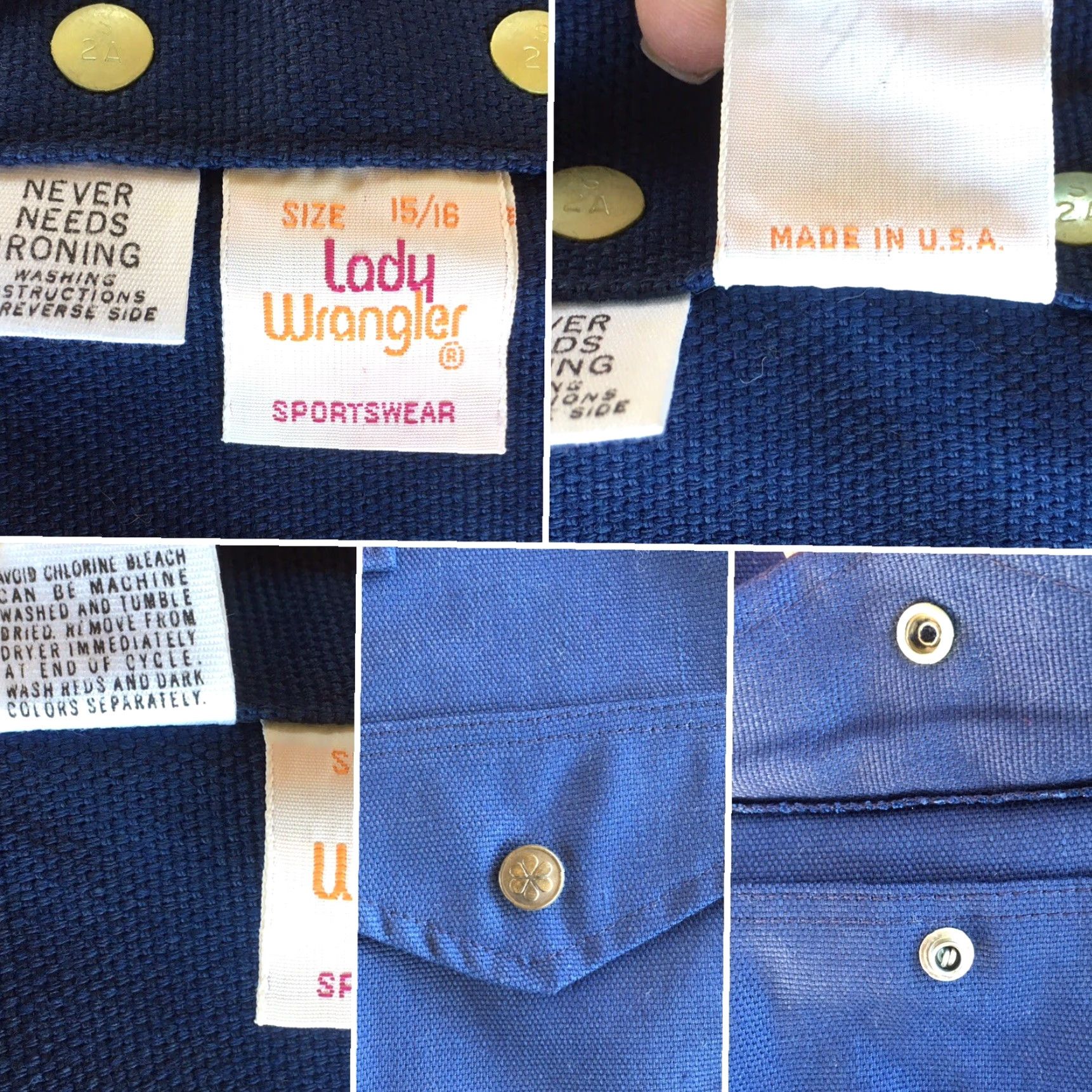 Wrangler VINTAGE Wrangler Shorts High Waist Lady 16 32" Waist Blue Rockabilly 60s 70s Short Womens Denim Snap Fly Mid Century Size 38" / US 16 / IT 52 - 5 Thumbnail